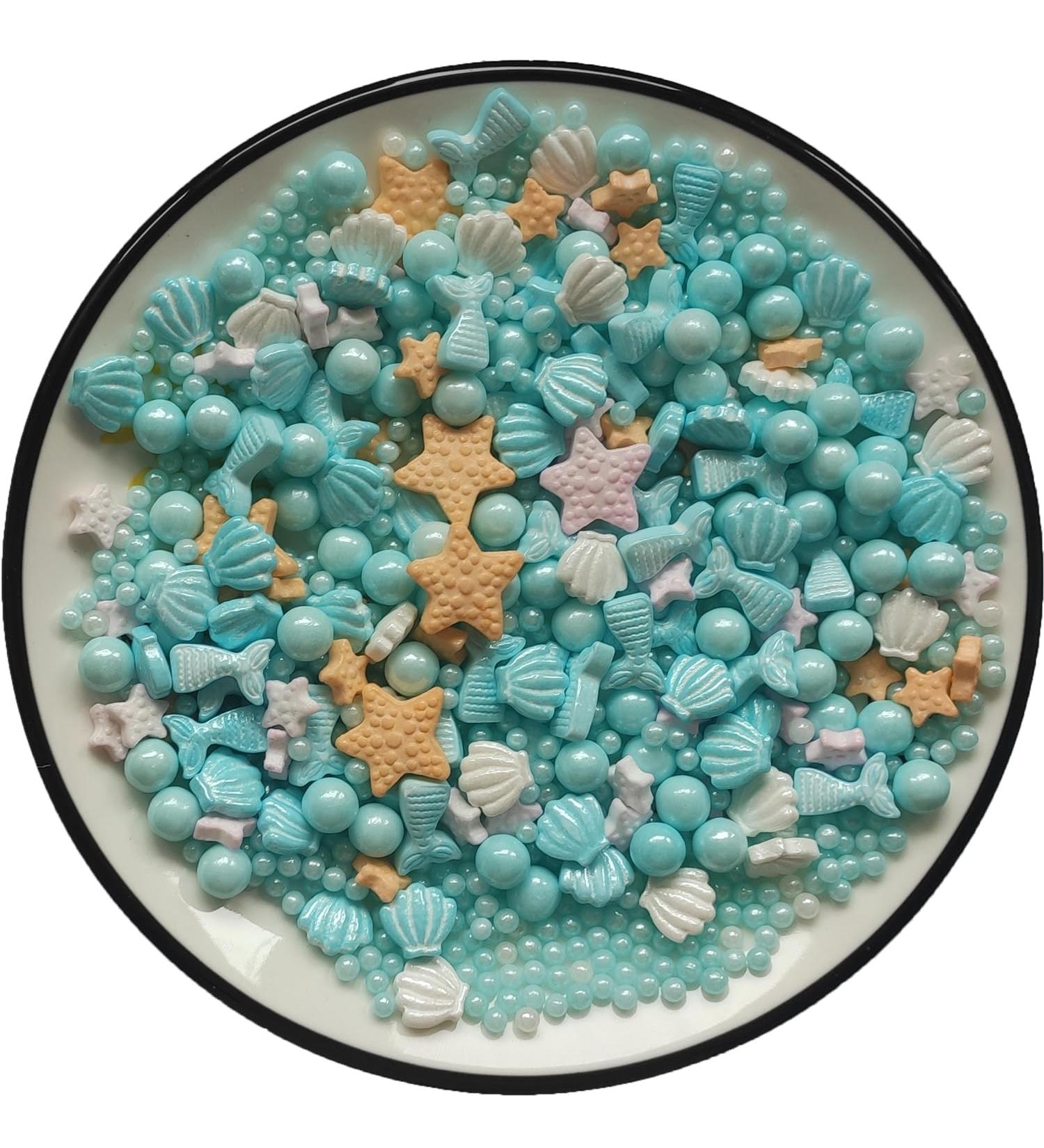 Blue Ocean Seestern Dessert Sprinkles - Sweet Streusel Cake & Cupcake Toppers | Pearl Cookie Decorations | Ideal for Decorating Cakes - Buy Online on GoSupps.com