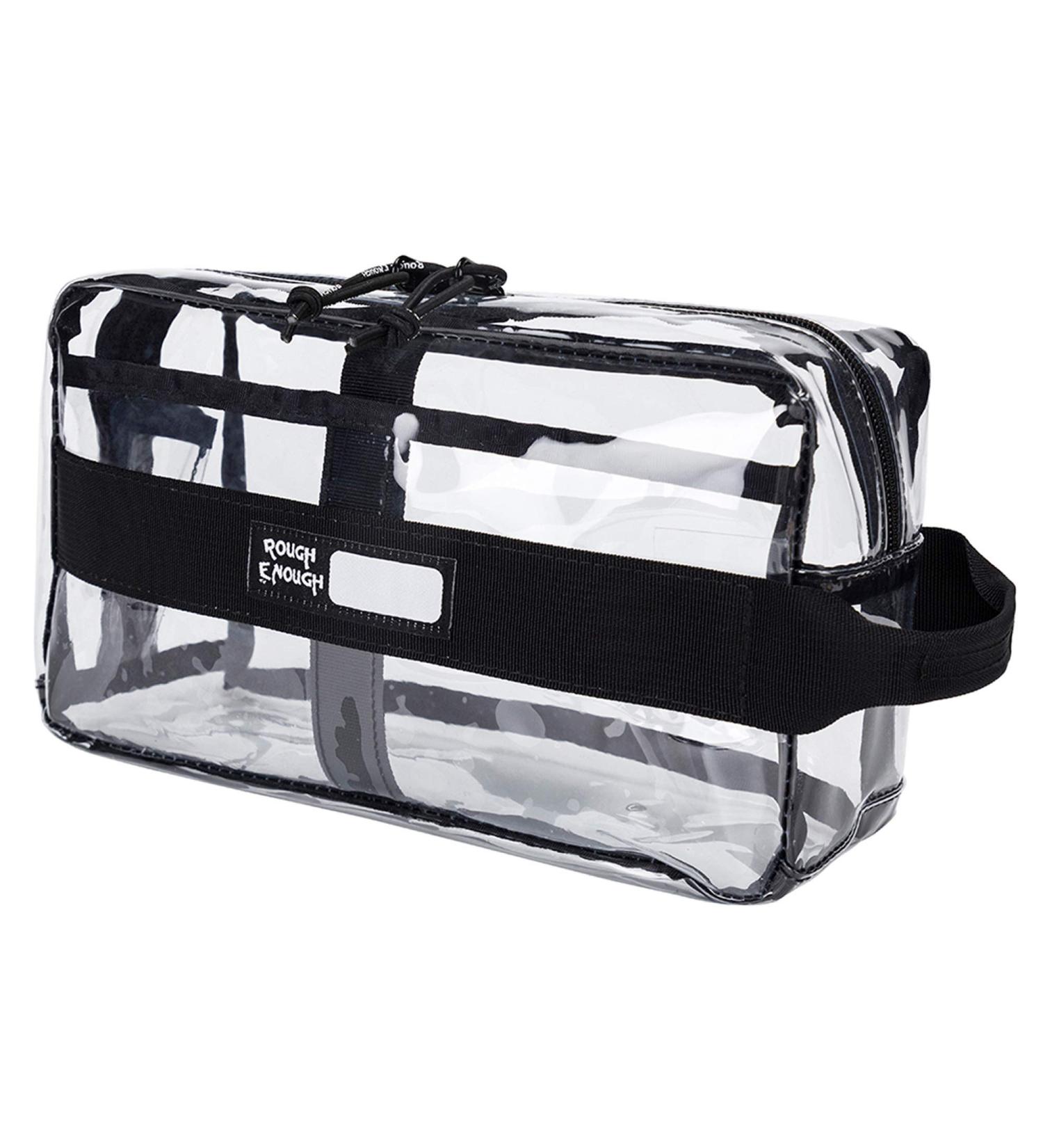 Rough Enough Clear Cosmetic Bag | TSA Approved Toiletry Organizer with Zipper Pockets & Handle - Buy Online on GoSupps.com