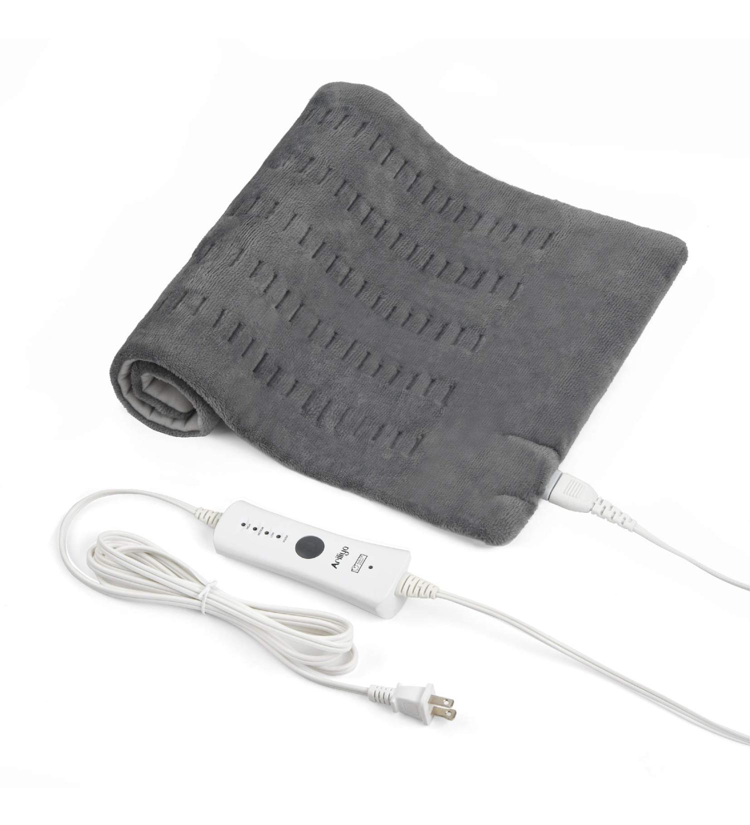 4 Heat Settings Electric Heating Pad for Back and Cramps Relief - 12 x 24 - Auto-Off - Neck and Shoulder Pain Relief - Grey-Violet Grey - Buy Online on GoSupps.com