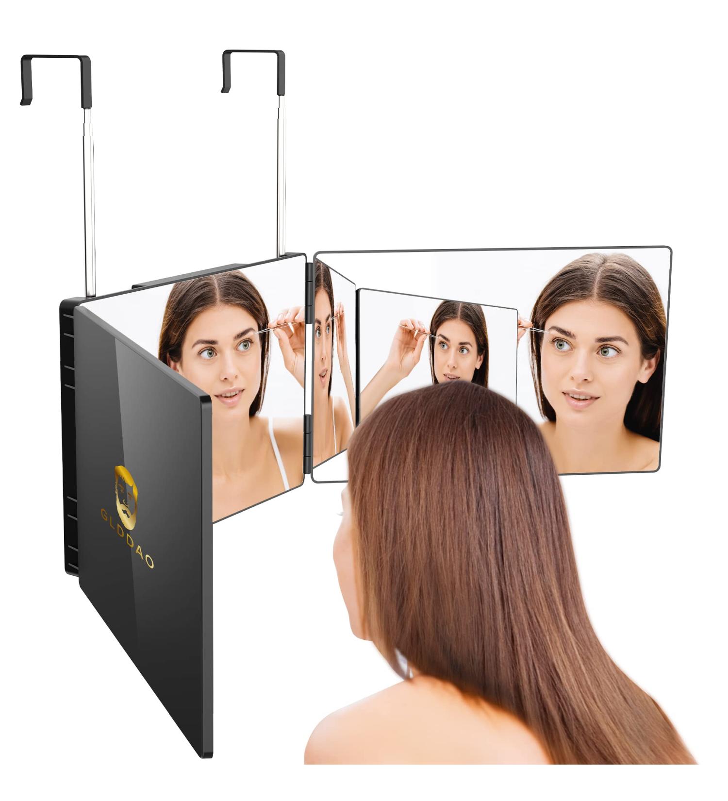 GLDDAO 3 Way Mirror for Self Hair Cutting - 360 Trifold Barber Mirrors for Hair Coloring, Braiding, DIY Haircuts - Perfect Gift for Men and Women - Black - Buy Online on GoSupps.com