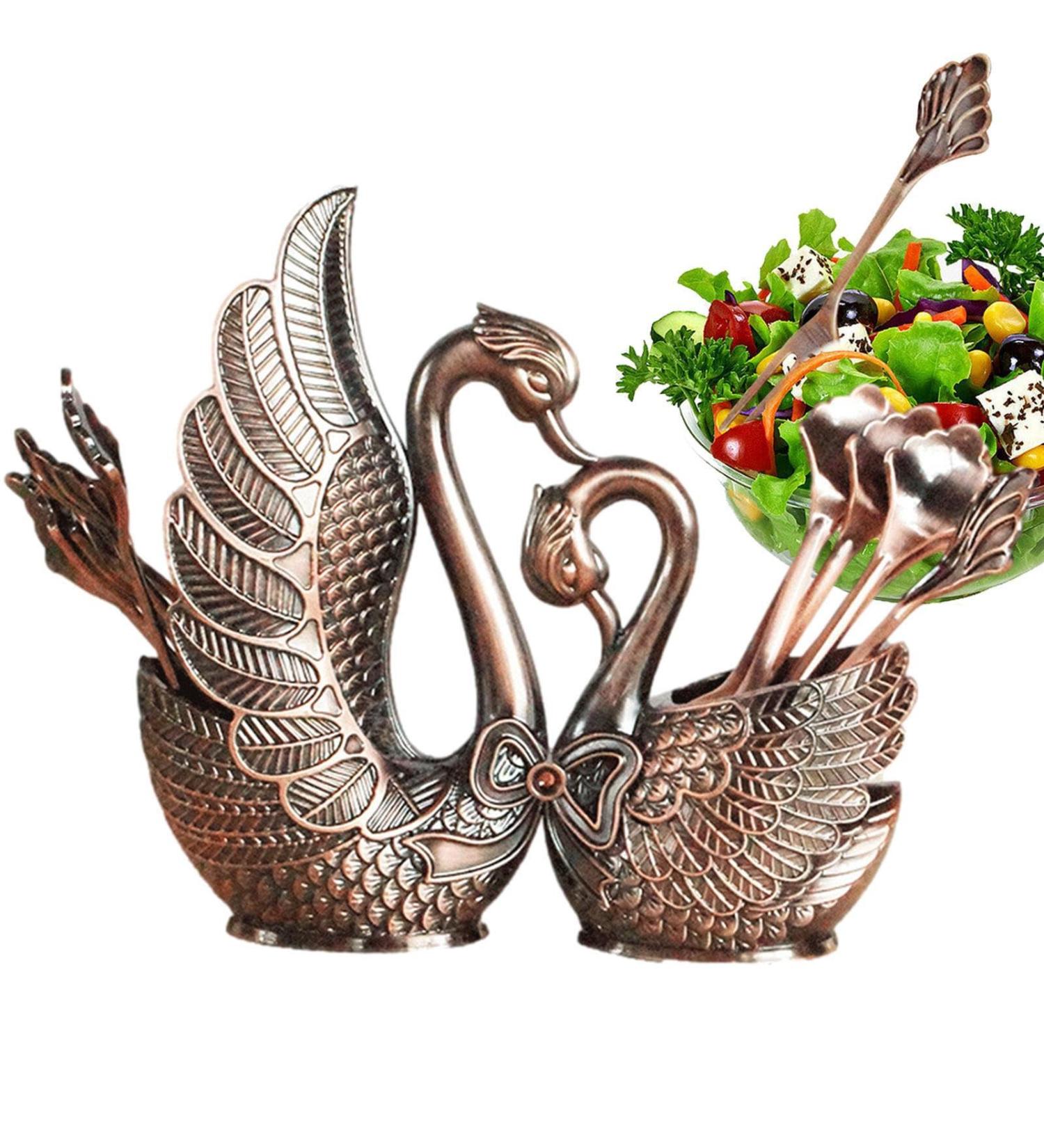Heshi Silverware Holder | Swan Spoon & Alloy Fork - Exquisite Rustproof Cutlery Accessories for Weddings & Daily Use - 13 Sets Red Antiquity - Buy Online on GoSupps.com