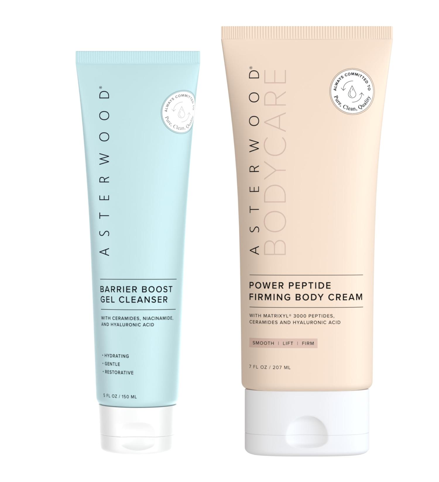 Asterwood Naturals Barrier Boost Cleansing Gel + Body Peptide Cream - Buy Online on GoSupps.com