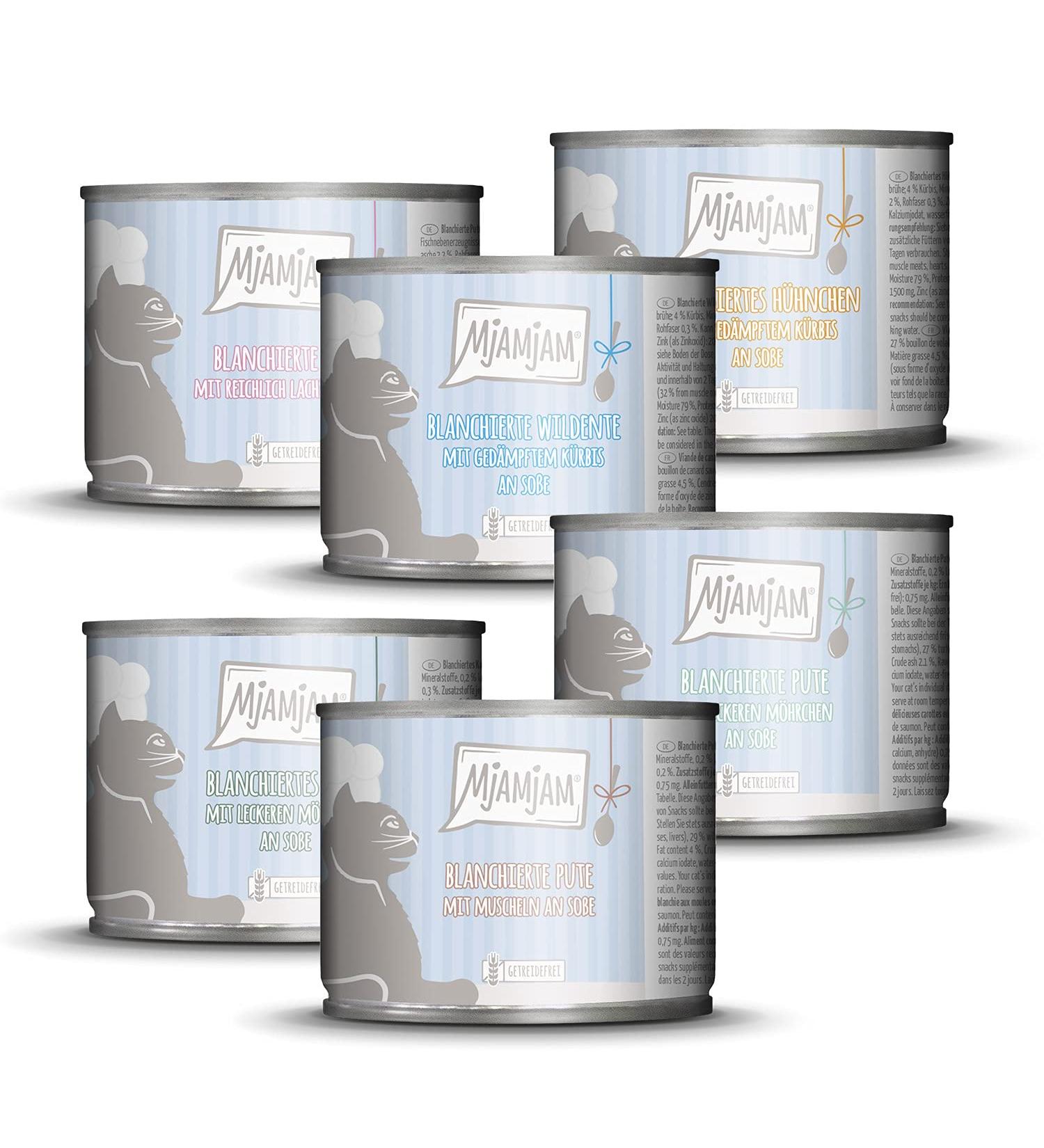 Mjamjam Premium Grain-Free Wet Cat Food - Tasting Package (6 x 185g) - Extra Meat Mix - Order Online Now! - Buy Online on GoSupps.com