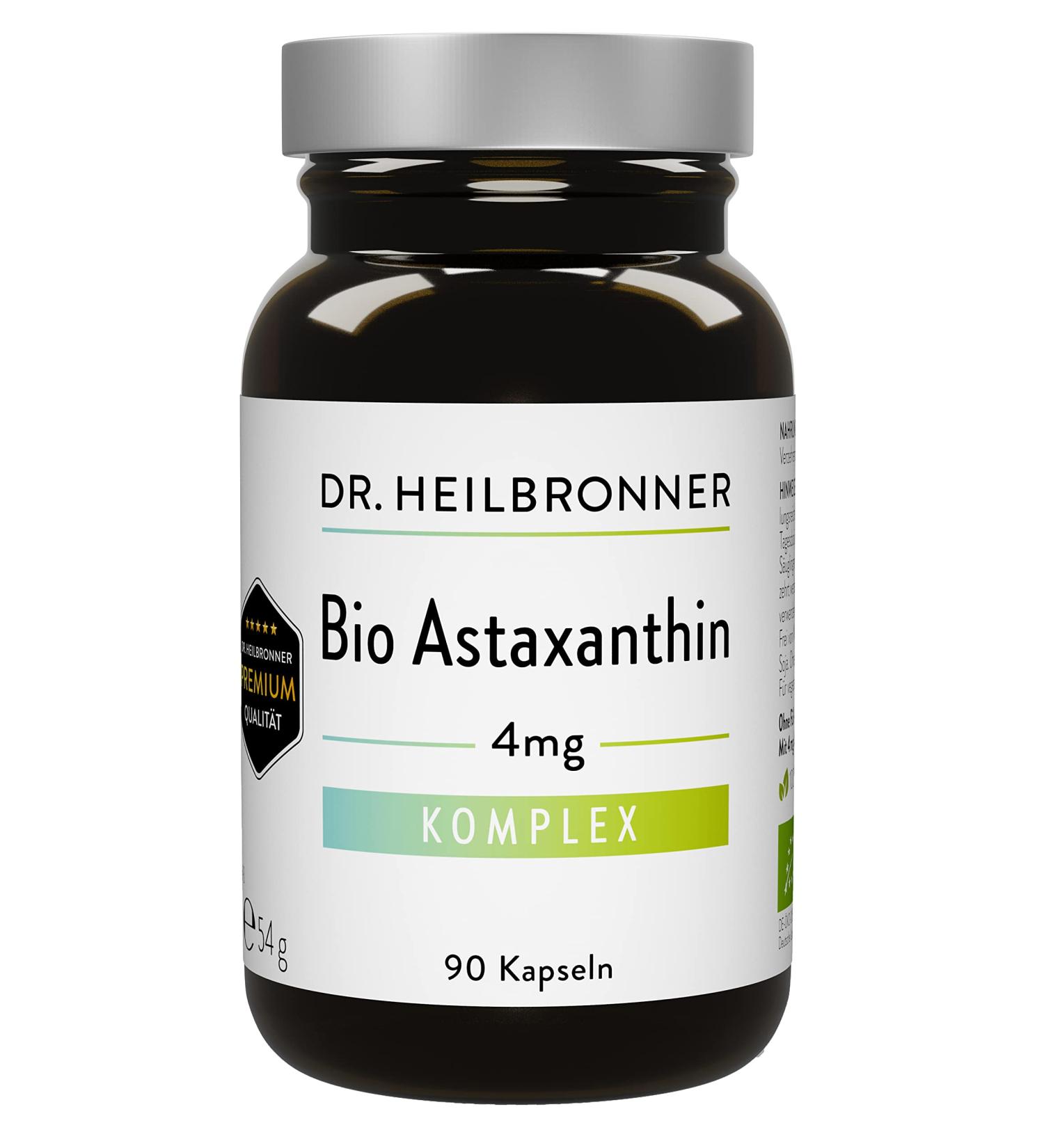 Dr. Heilbronn Bio Astaxanthin 4mg Capsules | Premium Vegan Antioxidants from Haematococcus Pluvialis | Gluten-Free & Lactose-Free Supplements - Buy Online on GoSupps.com