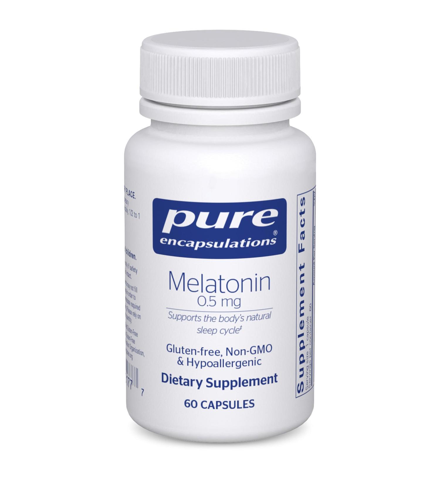 Pure Encapsulations Melatonin 0.5 mg - Natural Sleep Helper for Bedtime - Regulates Sleep-Wake Cycle - 0.5 mg Melatonin - Vegan & Non-GMO - 60 Capsules 60 Count (Pack of 1) - Buy Online on GoSupps.com
