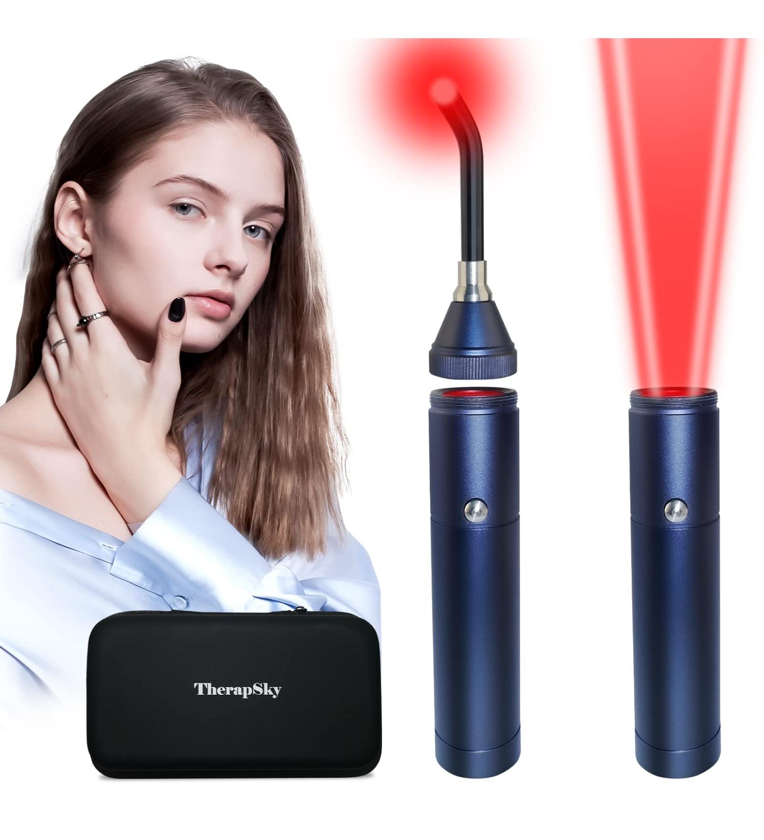 TherapSky Red Light Therapy Device for Cold Sores, Canker Sores, and Fever Blisters - Pain Relief and Healing for Lips and Joints - Infrared Wand for Mouth, Nose, Ear, Knee, Feet, Hands, and Dogs - Buy Online on GoSupps.com