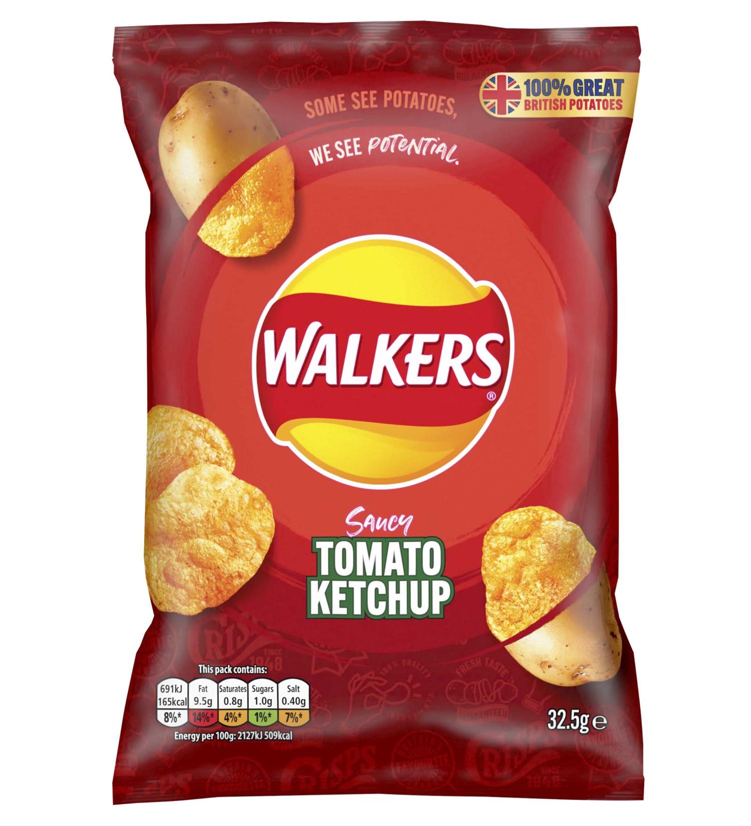 Walkers Britain's Most Loved Crisps 32 x 32.5g (Saucy Tomato Ketchup)