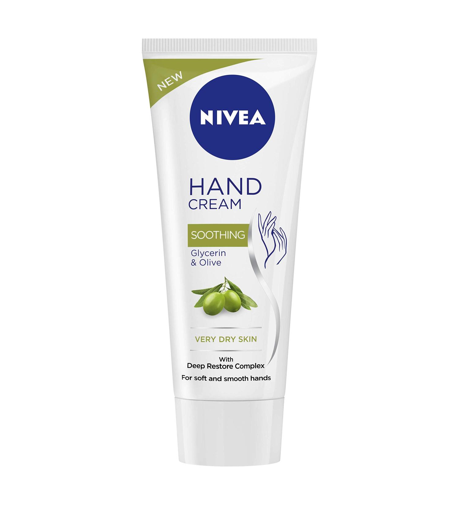 NIVEA Hand Cream Soothing Glycerin & Olive - 75g for Very Dry Skin | Hydrating Moisturizer for All Skin Types - Buy Online on GoSupps.com