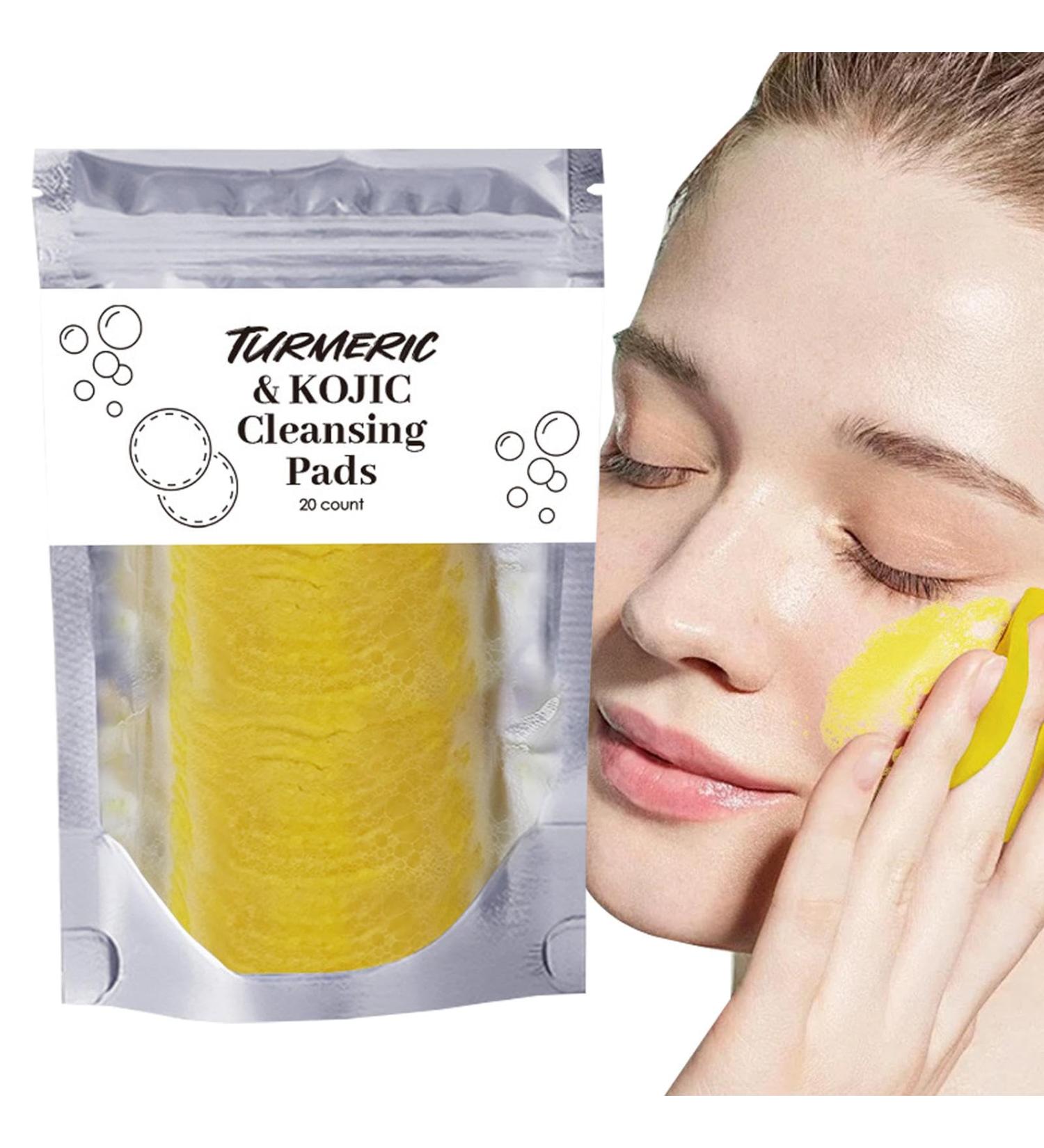 Turmeric Cleansing Pads For Face | 40 Turmeric kojic aci-d Cleansing Pads For Face | Turmeric exfolia-ting Foaming Pads kojic aci-d And Turmeric Cleansing Pads for Face Deep Cleansing - Buy Online on GoSupps.com