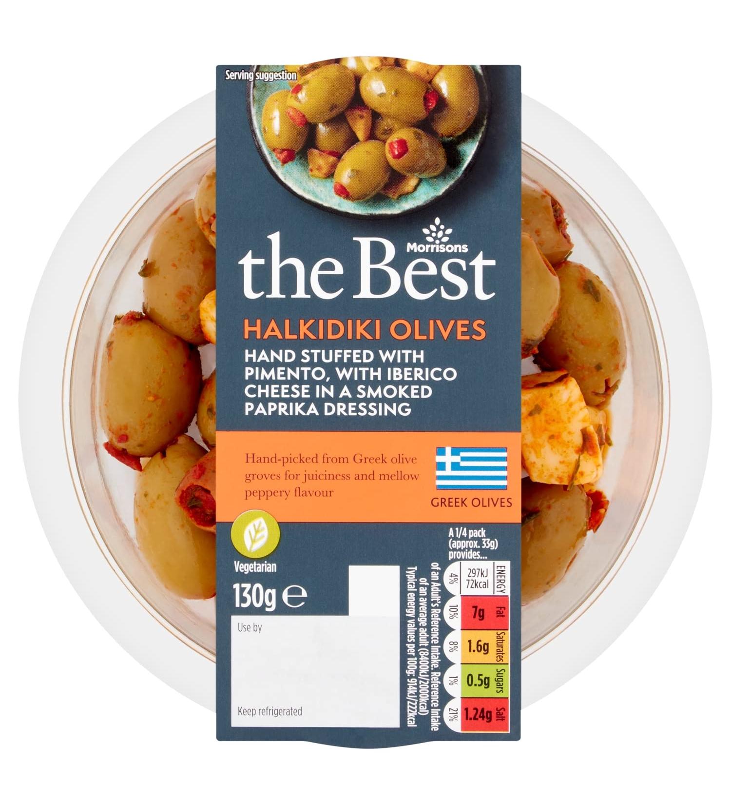 Morrisons The Best Smoky Pimento Olives with Iberico Cheese 130G