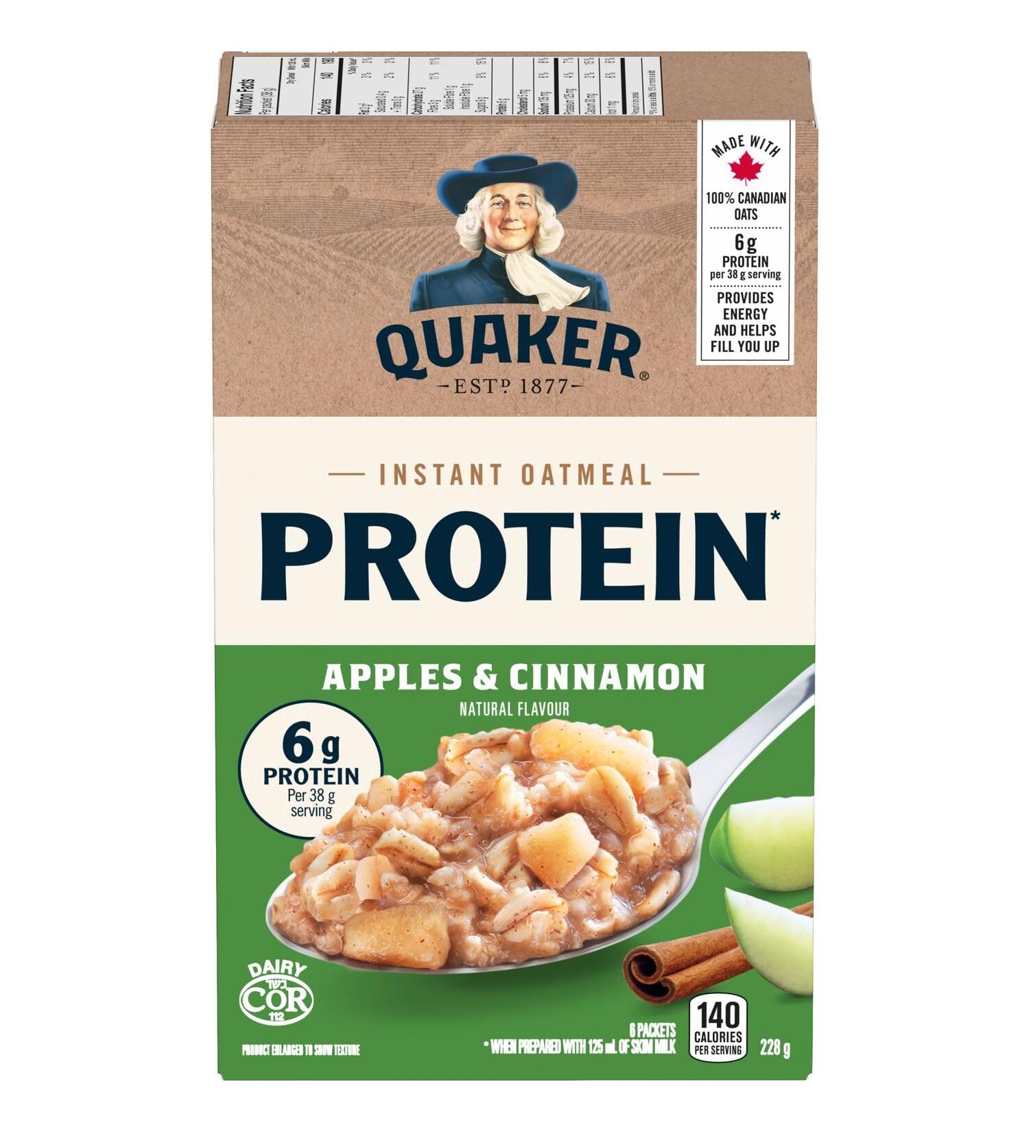 Quaker High Protein Apples & Cinnamon Instant Oatmeal Cereal 6 Packets 228 g Apple Cinnamon 228 g (Pack of 1) - Buy Online on GoSupps.com