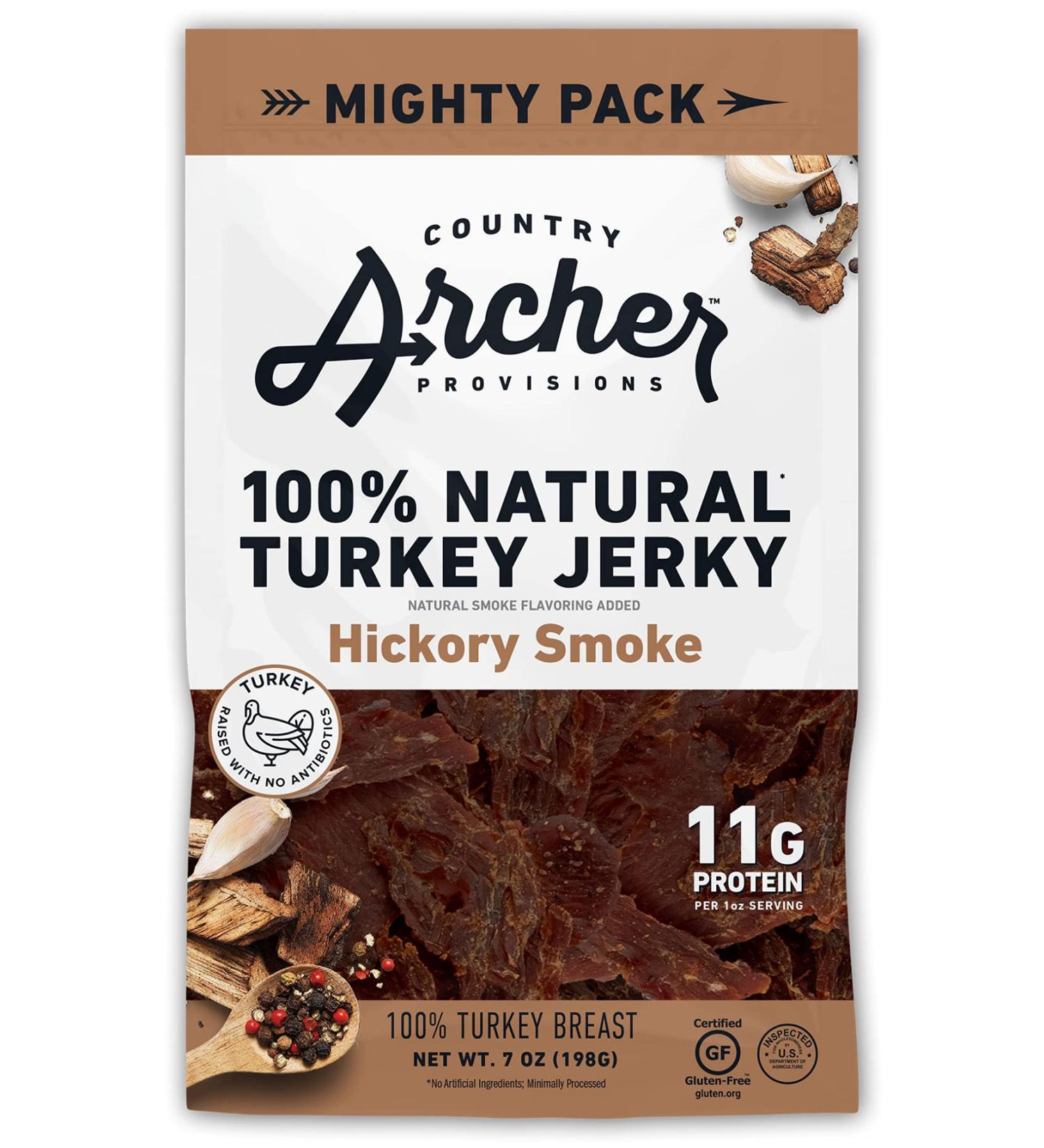 Country Archer Hickory Smoke Turkey Jerky - 7 oz (198g) | Premium Protein Snack - Buy Online on GoSupps.com