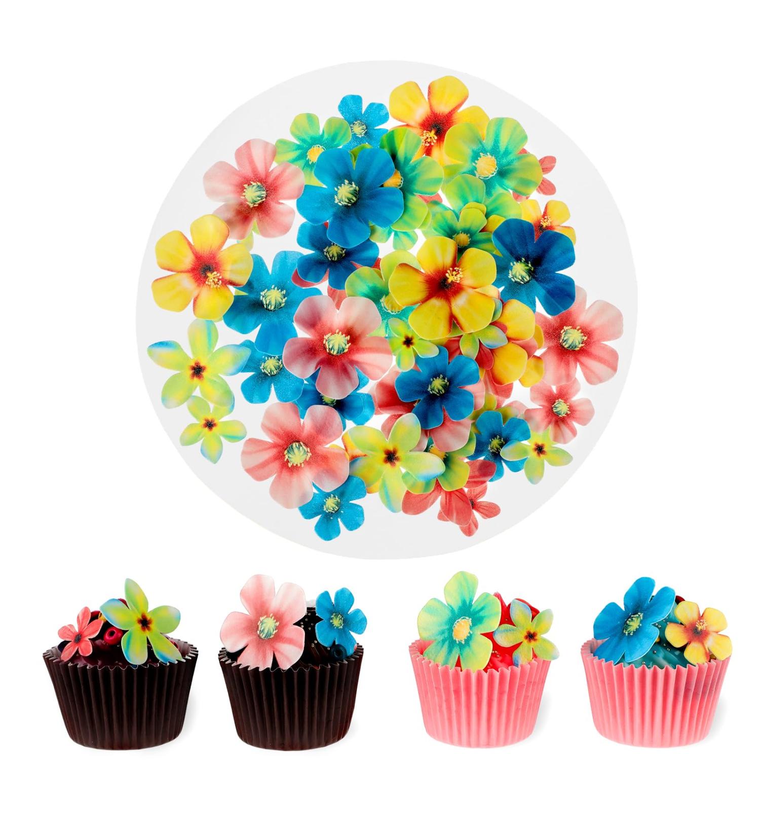 70 Pcs Edible Flowers Cake Toppers Wafer Paper Flower Cake Decorations Edible Flowers Cupcake Topper for Cake Decorating Hawaiian Flowers Rice Paper Flower Food Decoration for Wedding Birthday Party - Buy Online on GoSupps.com