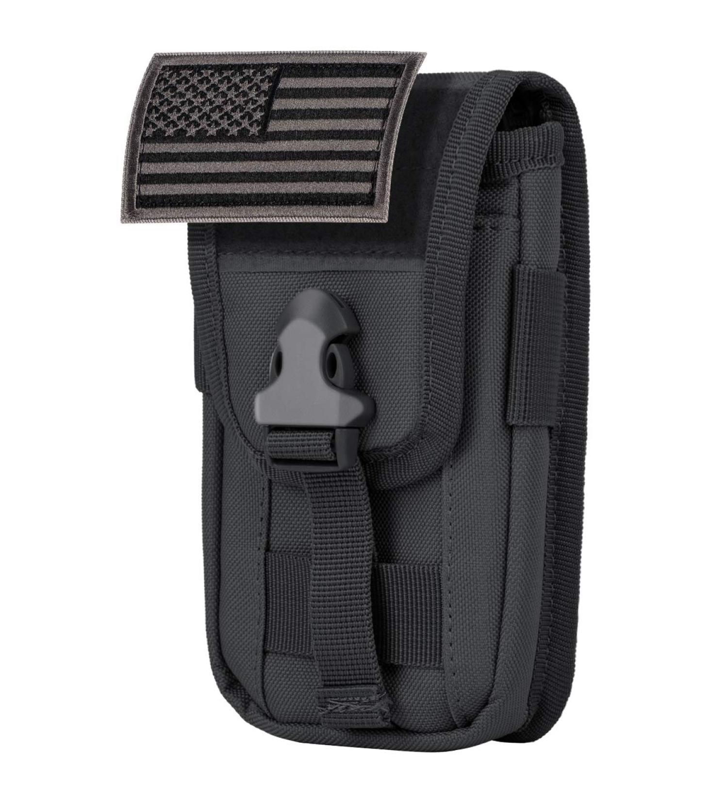IronSeals Tactical Cell Phone Holster Pouch with US Flag Patch - Molle Smartphone Case for 4.7-6.7 inch with Armor Case - Black - Buy Online on GoSupps.com