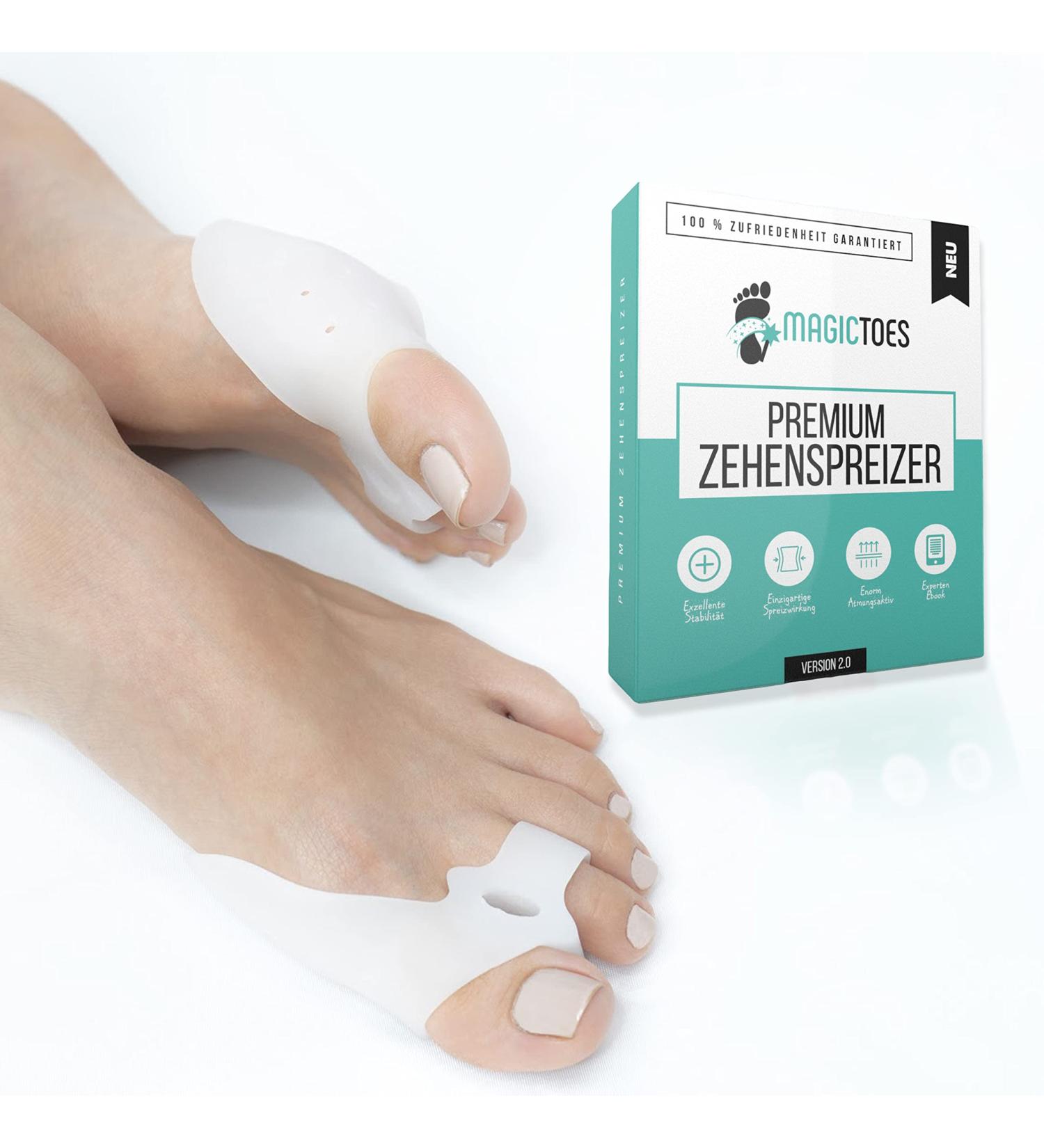 Magictes Hallux Valgus Toe Spreader - Adjustable & Effective | 4 Set with Exclusive Guide - Buy Online on GoSupps.com