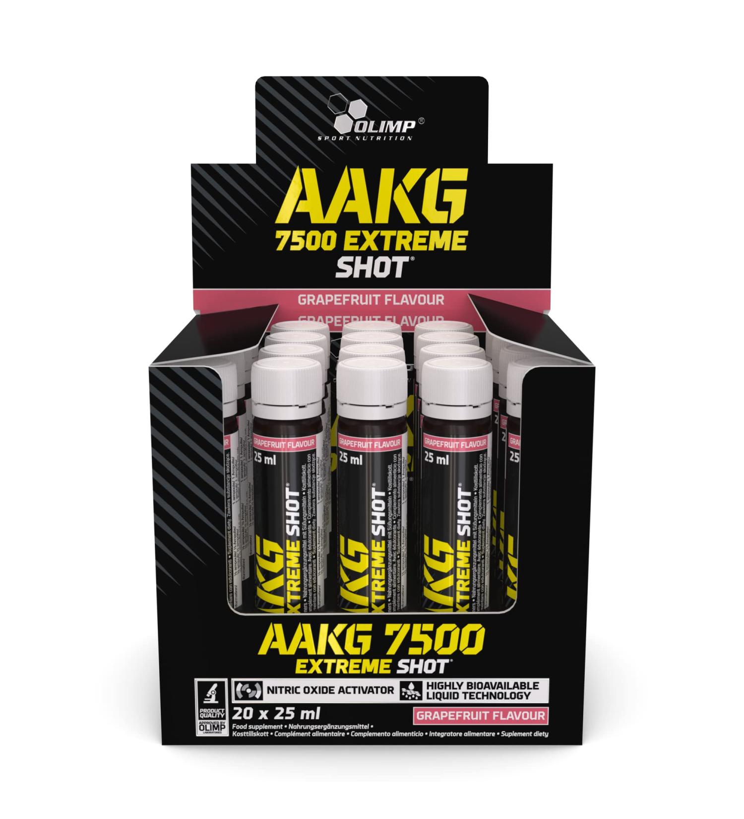 Olimp AAKG Extreme Shot 7500 Grapefruit Ampoules - Pack of 20 (24764) - Buy Online on GoSupps.com