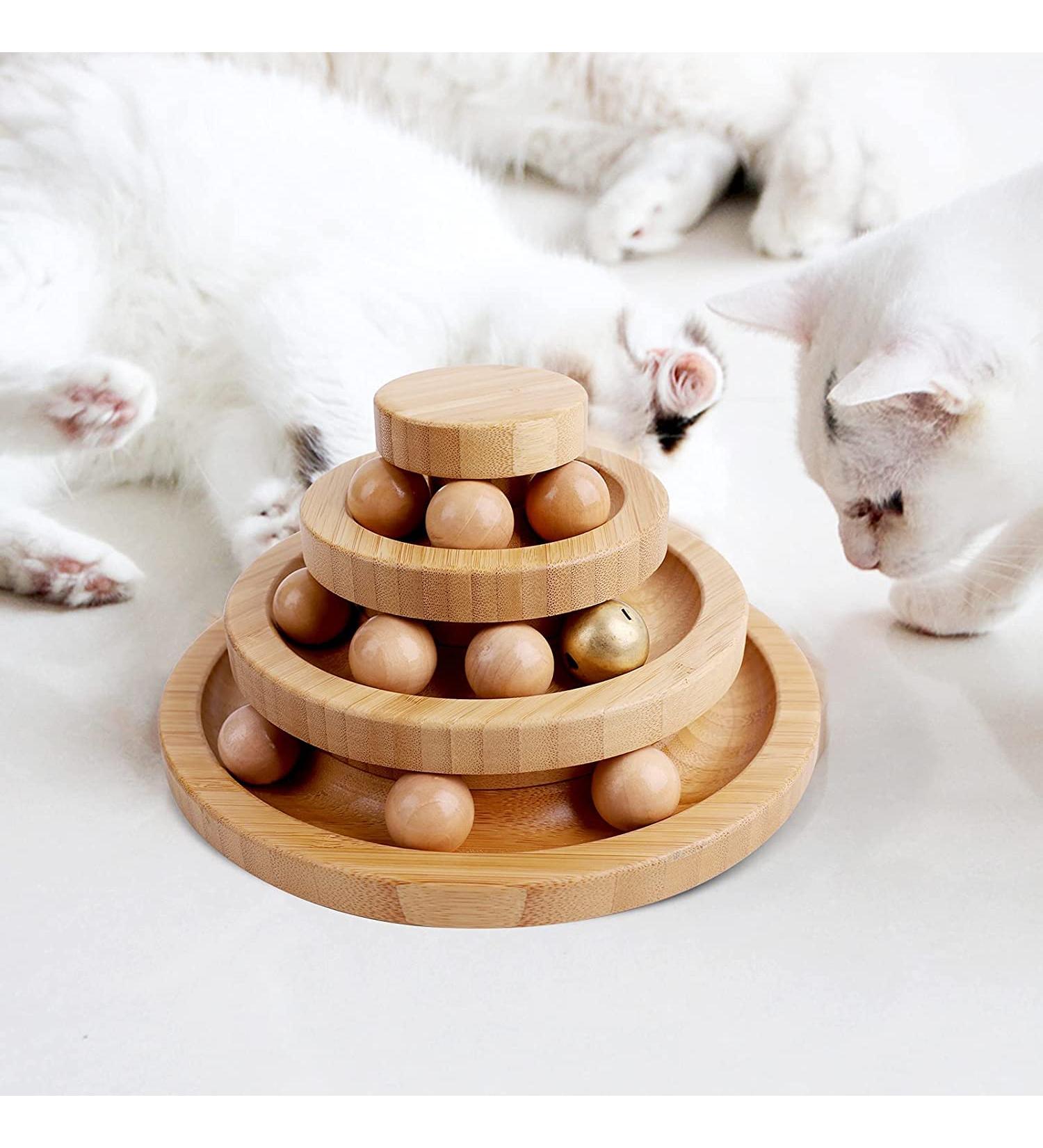 Gelrova Cat Toy Roller Exerciser Fun Cat Toy Indoor Pet Interactive Toy Bamboo Cat Ball Toy with Double Layer Rail Teaser Cat Ball Toy for Kitten Puppy etc 3-layer track(Bamboo) 3-layer-bamboo - Buy Online on GoSupps.com