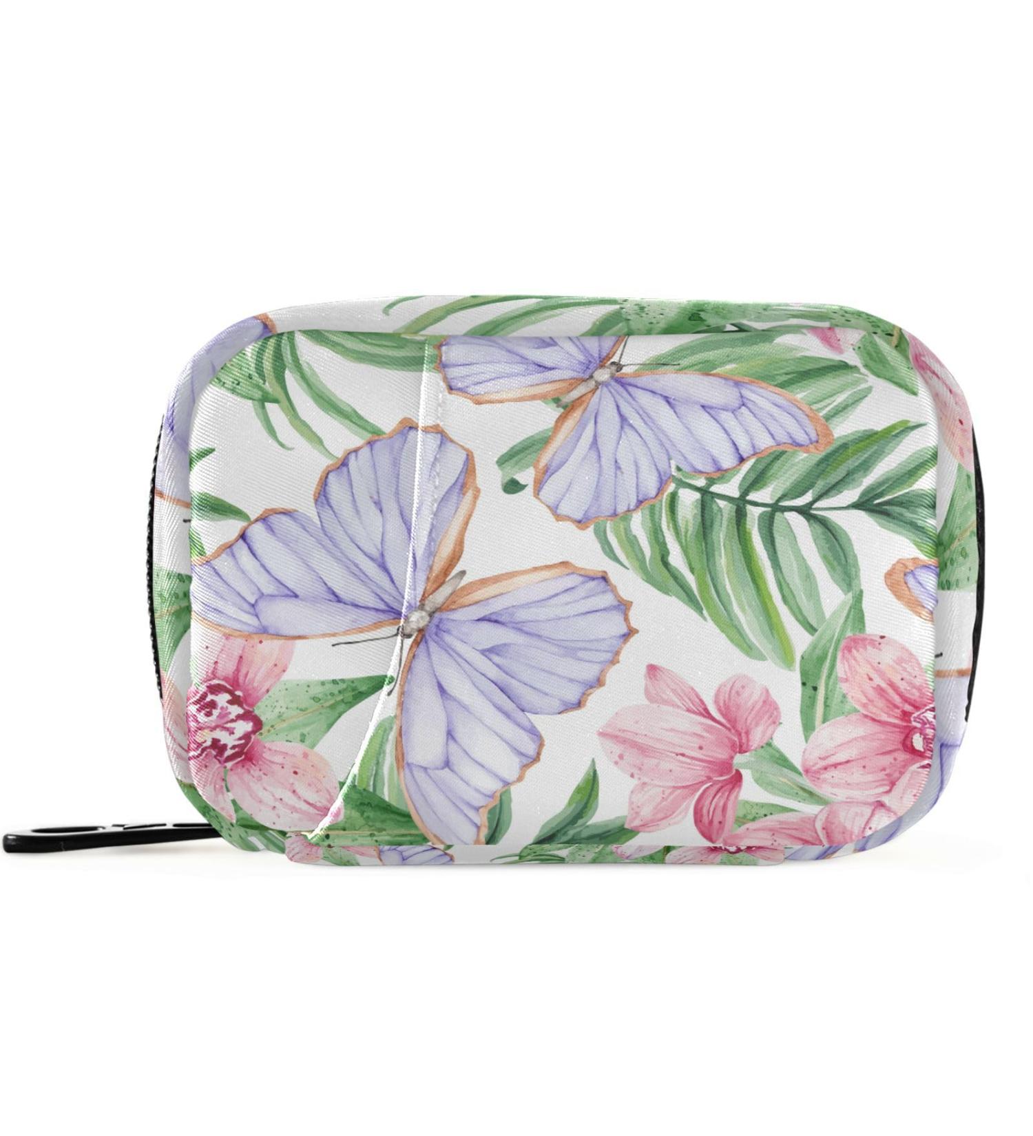 Pfrewn 7-Day Tropical Butterfly Pill Organizer | Portable Weekly Vitamin & Medicine Case with Zipper - Travel-Friendly Supplement Holder - Buy Online on GoSupps.com