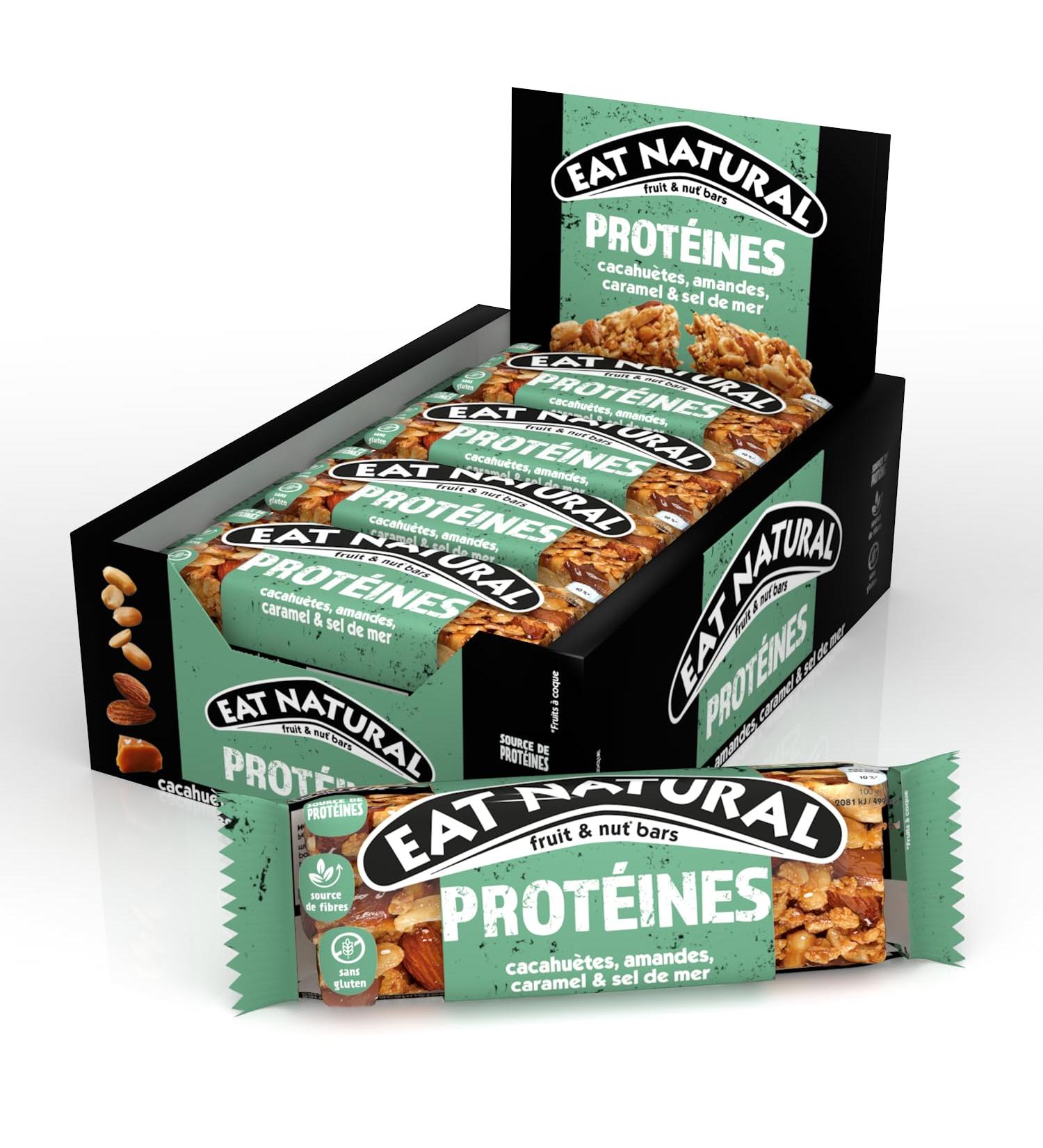 EAT NATURAL - Gluten & Protein Free Bars - Peanuts Almonds Caramel & Sea Salt - 12 bars of 40g - Buy Online on GoSupps.com