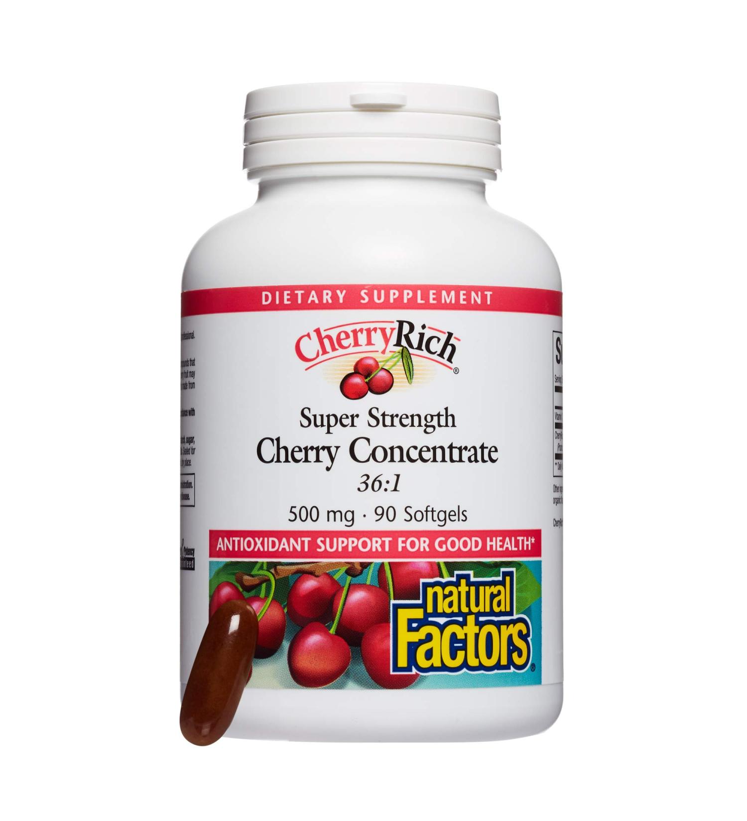 Natural Factors CherryRich Super Strength Cherry Concentrate - 90 Softgels for Healthy Joints & Uric Acid Metabolism - Buy Online on GoSupps.com