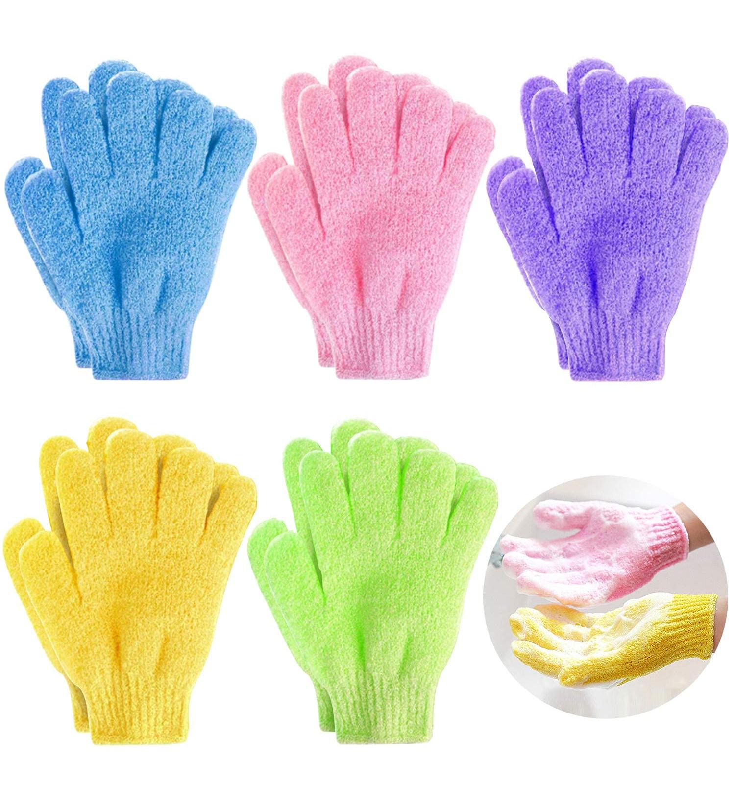 Na Pack of 5 Exfoliating Gloves - Body Wash Mitts for Men & Women | Spa Quality Dead Skin Remover for a Refreshing Shower Experience - Buy Online on GoSupps.com
