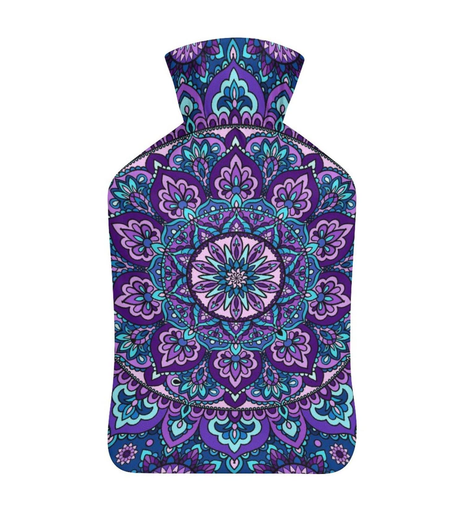 Hot Water Bottle with Lid - Purple Floral Pattern Rubber Bag for Pain Relief Cramps Foot Warmer & Hot/Cold Therapy - Buy Online on GoSupps.com