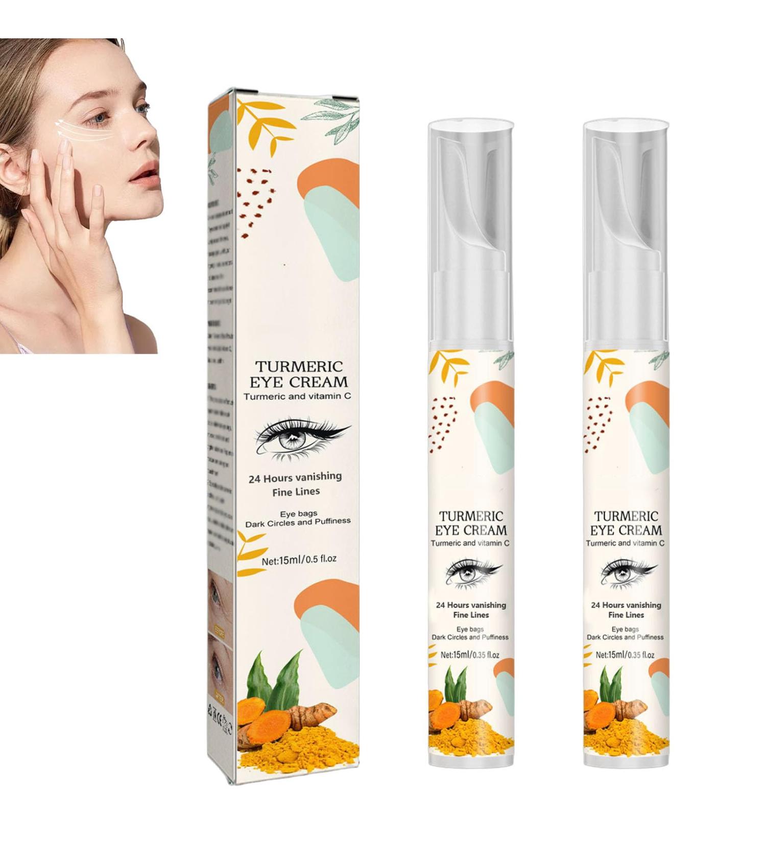  homomdy Set of 2 turmeric eye creams for dark circles under-eye bags anti-aging and moisturizing turmeric and vitamin C moisturizing eye cream - Reduces fine lines - Buy Online on GoSupps.com