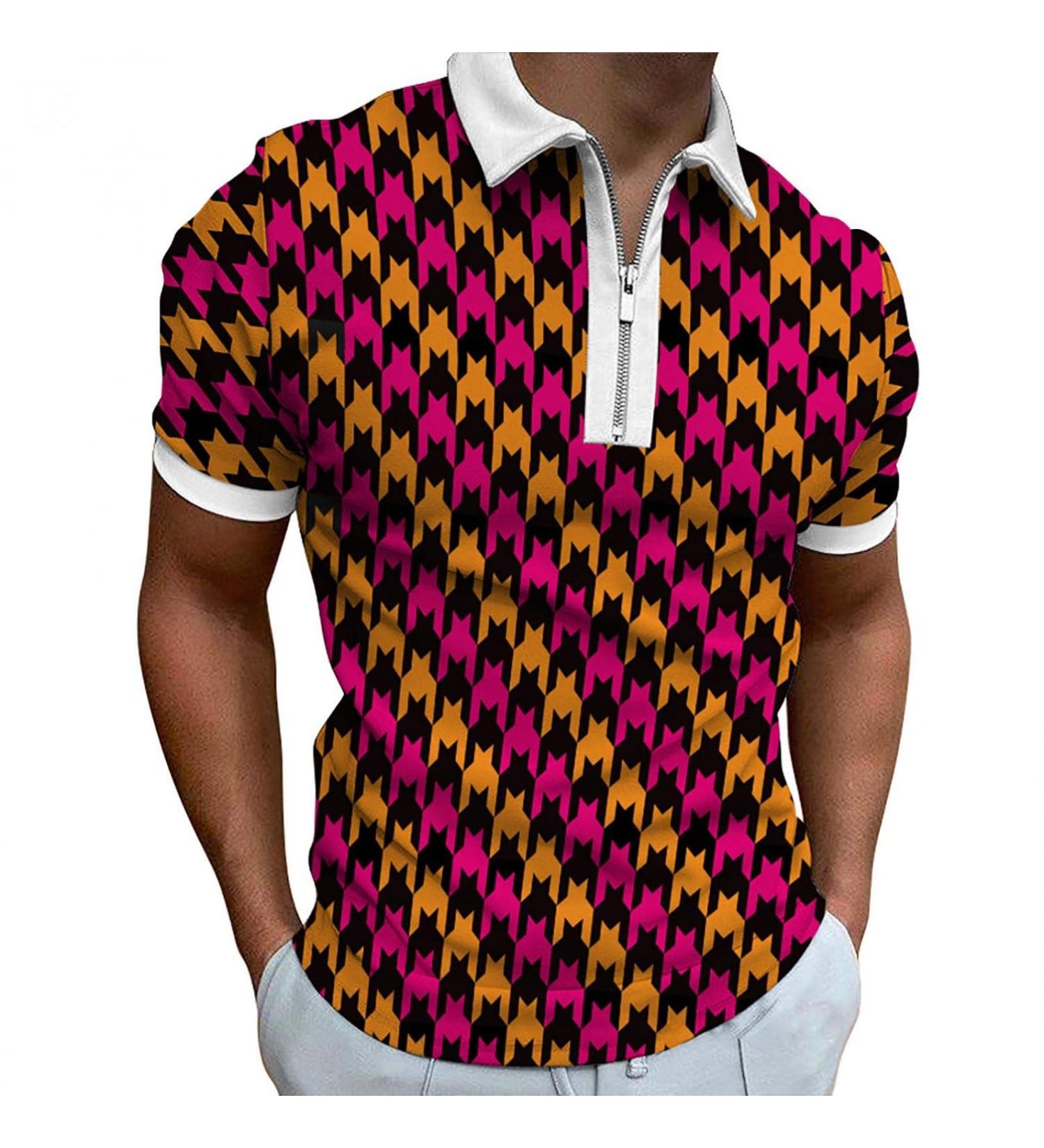 Men's Summer 1/4 Zip Polo Shirt Pack, Fashion Short Sleeve Casual Top in Red - Size Small | Z08 - Buy Online on GoSupps.com