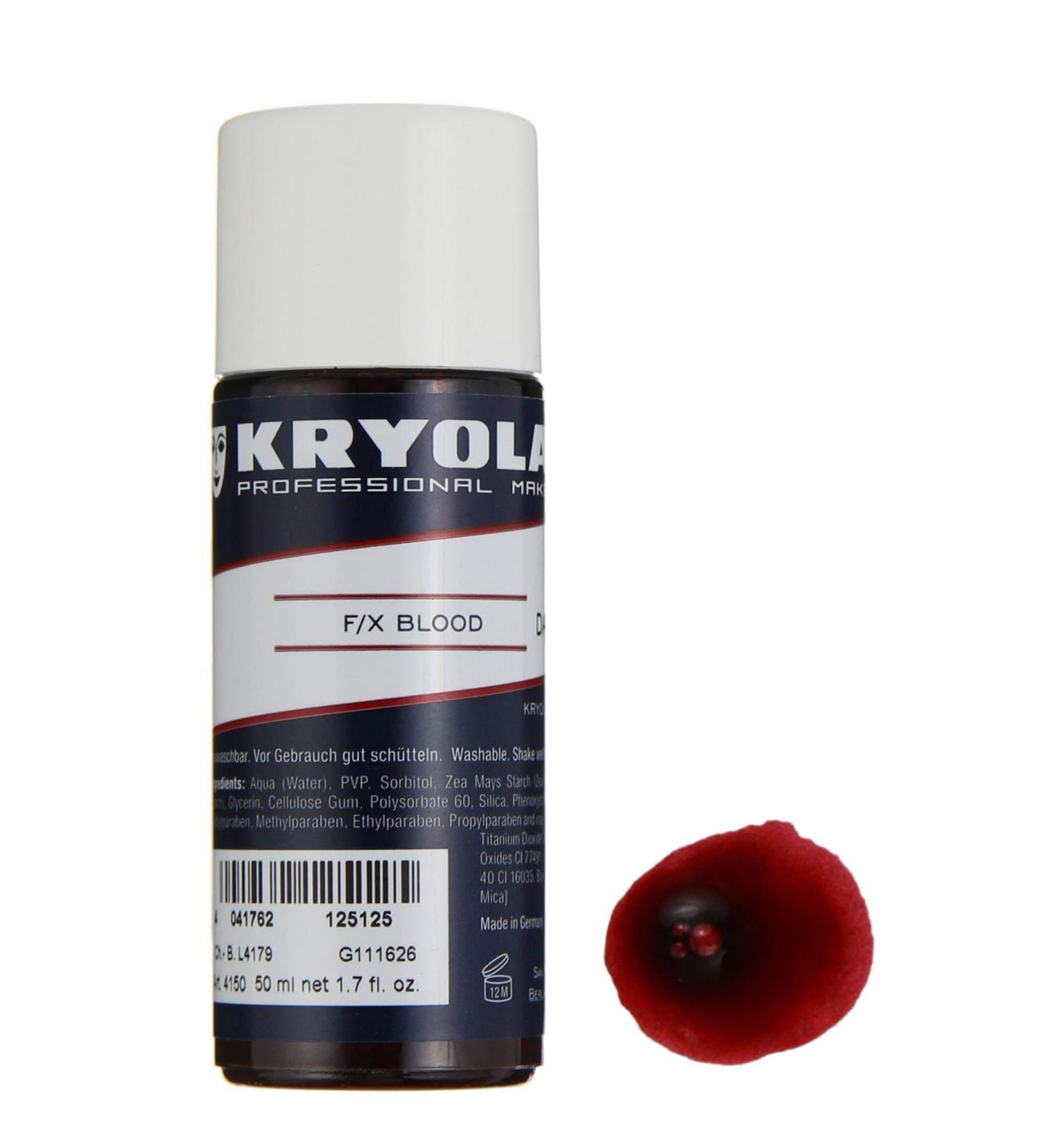 Kryolan F/X Blood 30ml Stage Blood Fake Blood Makeup Realistic Face Paint Fake Blood For Holloween and Cosplay Easy Application and Washable