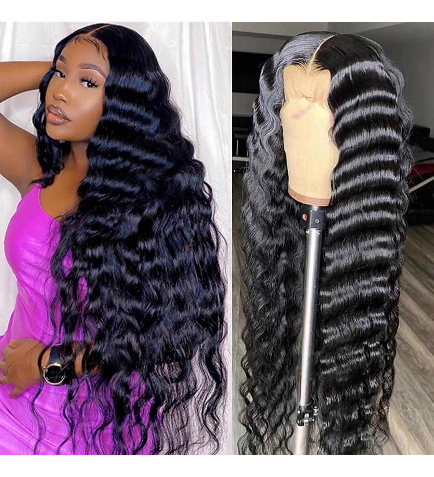JIETAI Brazilian Loose Deep Wave Human Hair Lace Front Wig 30 inch - Pre Plucked, 180% Density, 13x6x1 Lace Closure - For Black Women - Buy Online on GoSupps.com
