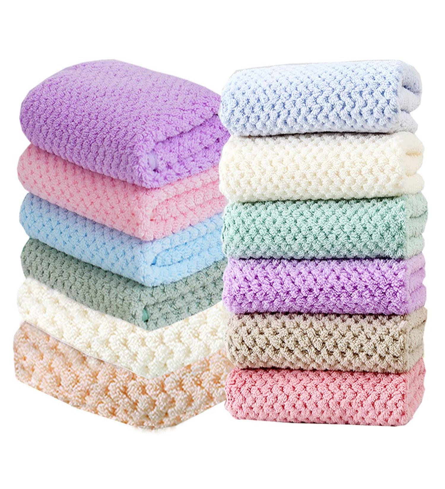 Neecan Coral Fleece Fingertip Towels, 12 Pack - Extra Absorbent & Soft for Bathroom, Hotel, Spa, Kitchen - 12x12 inches, Mix Colors - Buy Online on GoSupps.com