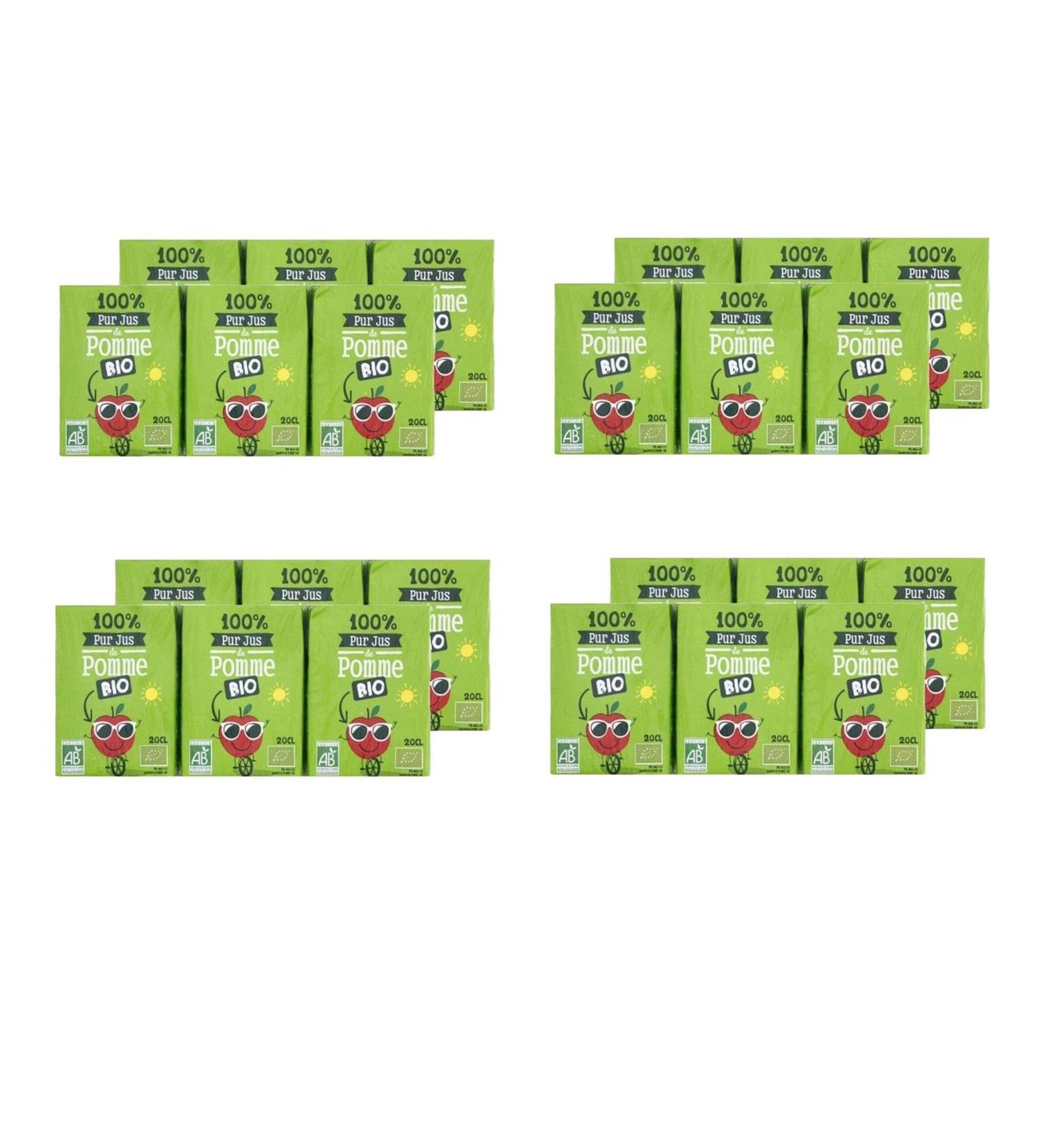 Lot 4x Pure organic apple juice - 200ml x 6 cartons