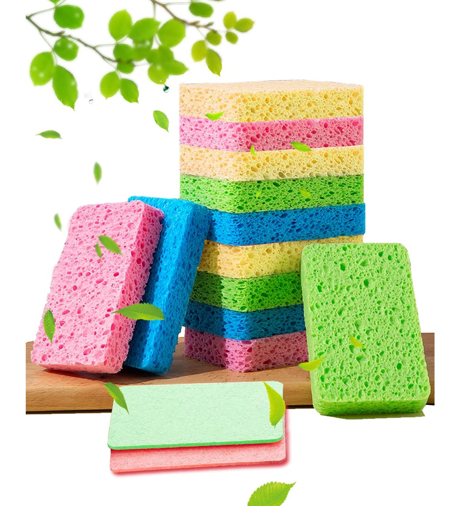 12-Count Non-Scratch Compressed Cellulose Kitchen Sponges - Natural Dish Sponge with Funny Cut-Outs for Kids - Multicolor - Buy Online on GoSupps.com