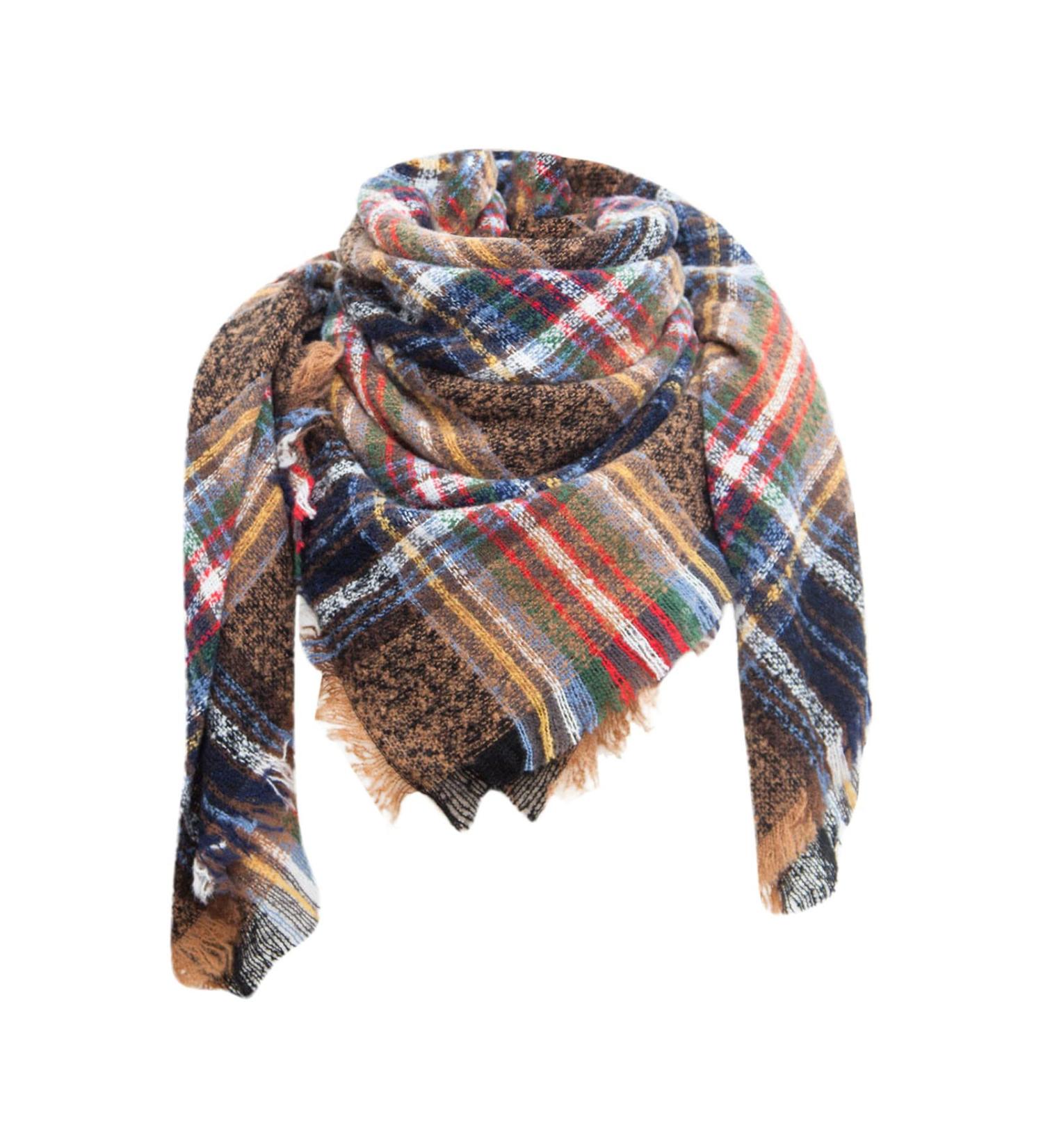 Buy Ladies Triangle Scarf - Warm Soft Winter Black & Brown - Stylish Wrap with Buttons - One Size Fits All - Buy Online on GoSupps.com