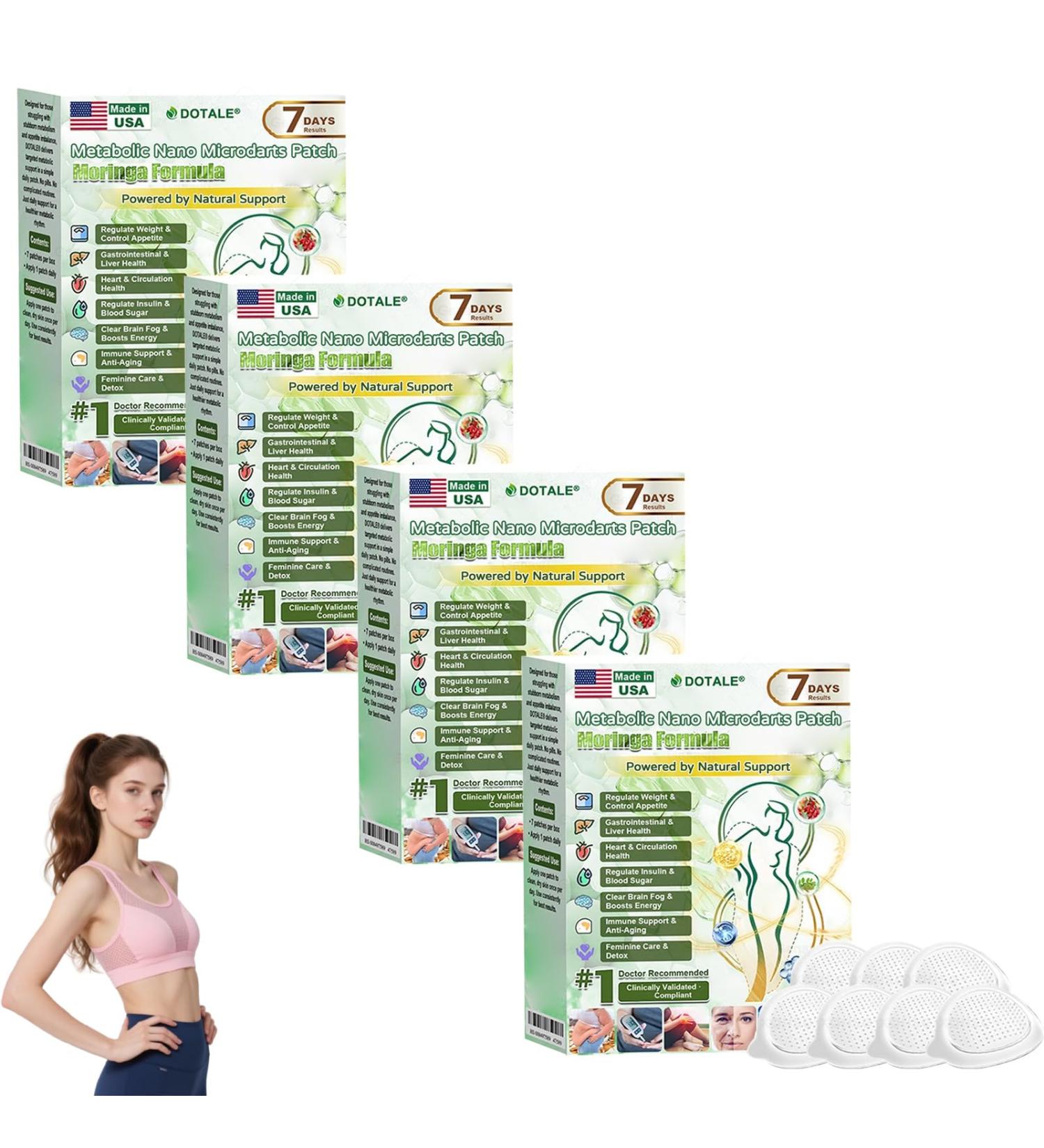 TLOPA DOTALE Metabolic Nano Microdarts Patch - 7 Tablets/Box DOTALE Moringa Patches for Promote Intestinal Digestio Natural Patches for Women and Men - Gentle Formula for All Skin (4 boxes) - Buy Online on GoSupps.com