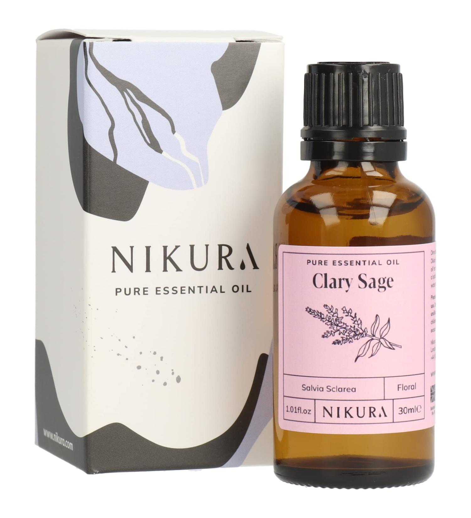 Nikura Clary Sage Essential Oil - 30ml | 100% Pure Natural Oils | Sleep Aromatherapy Diffusers | Vegan, UK Made - Buy Online on GoSupps.com