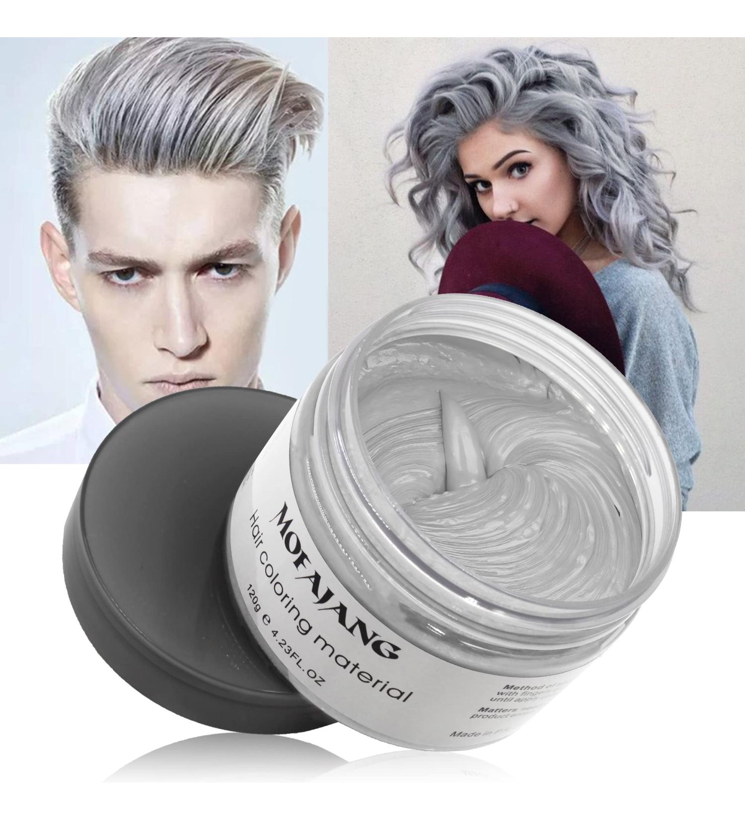Silver Gray Hair Wax Pomade 4.23 oz - Natural Hair Coloring Clay for Cosplay Party - Pack of 1 - Buy Online on GoSupps.com