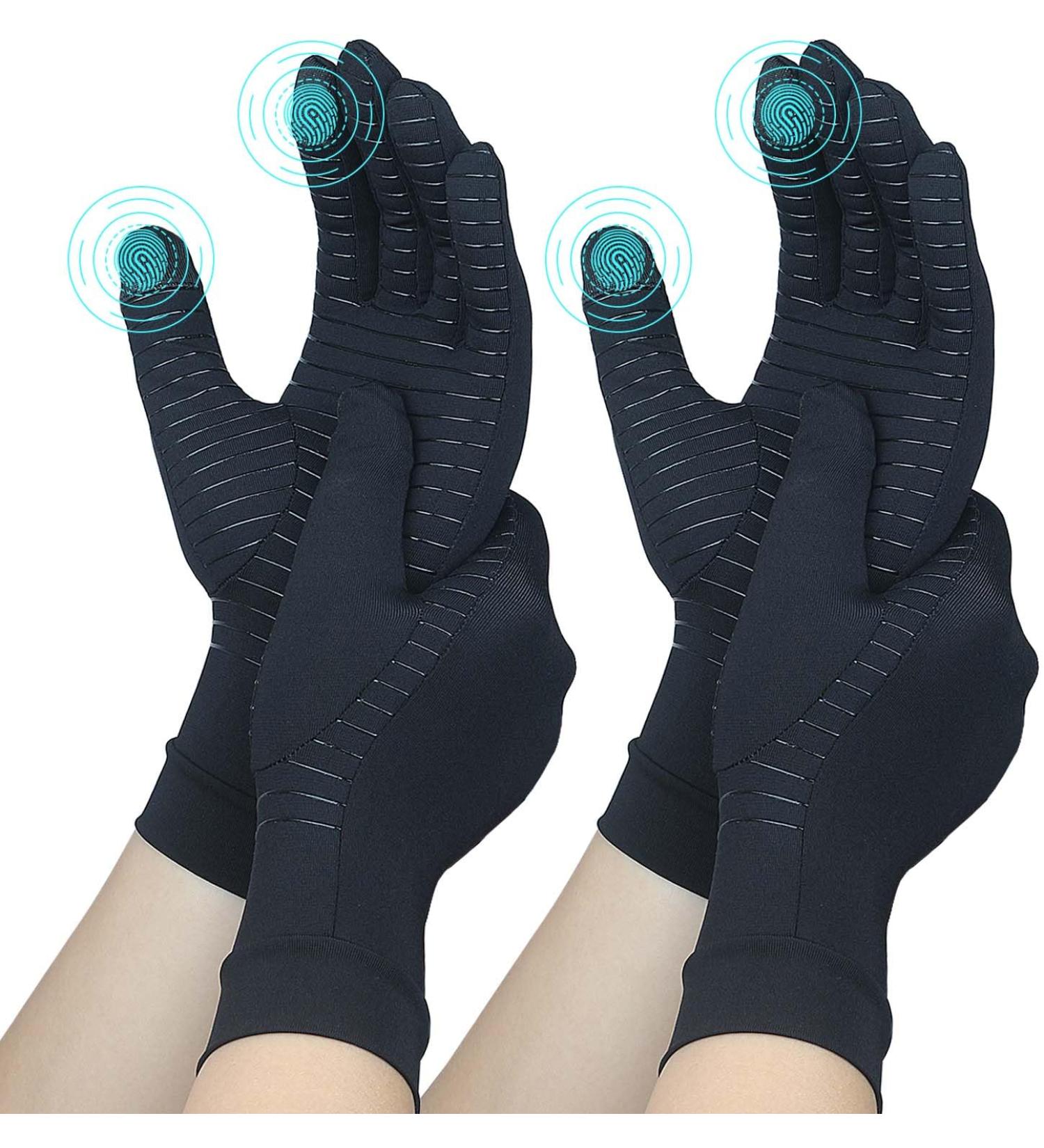 2 Pairs Full Finger Copper Arthritis Gloves | Touchscreen Compression Gloves for Pain Relief | Ideal for Rheumatoid Osteoarthritis & Carpal Tunnel (Medium - Buy Online on GoSupps.com
