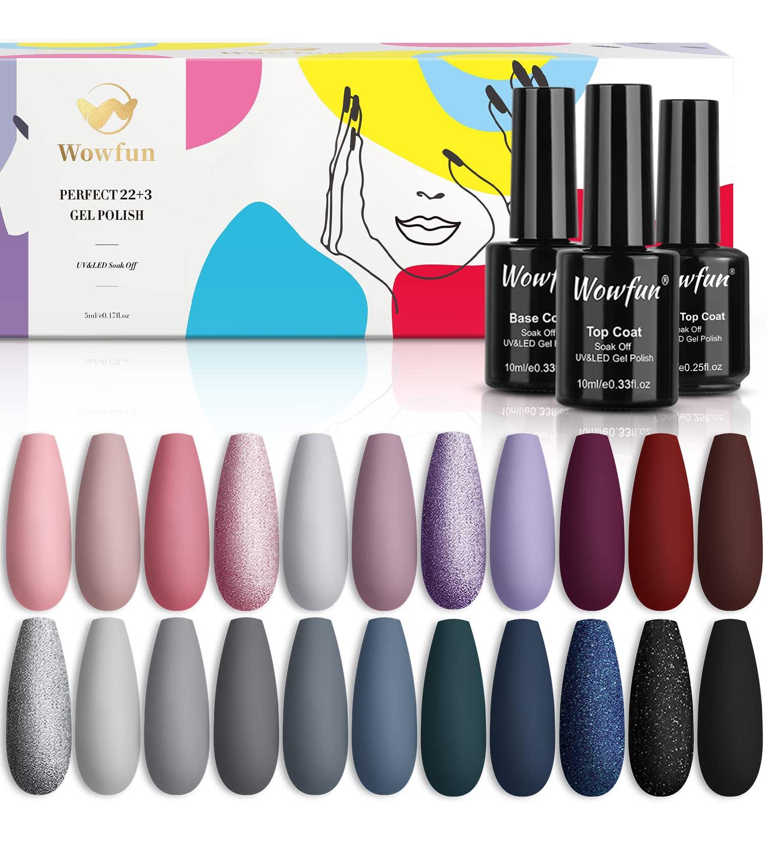 Wowfun 25Pcs Nude Gel Nail Polish Kit - Soak Off Set with Top Base Coat - Salon Quality at Home - Beauty Gifts for Her - Buy Online on GoSupps.com