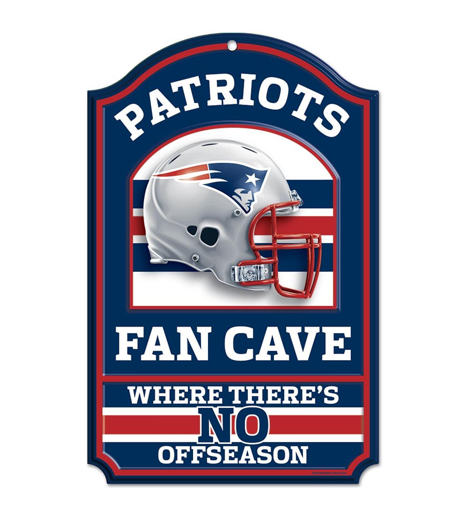 NFL New England Patriots 05801010 Wood Sign, 11" x 17", Black