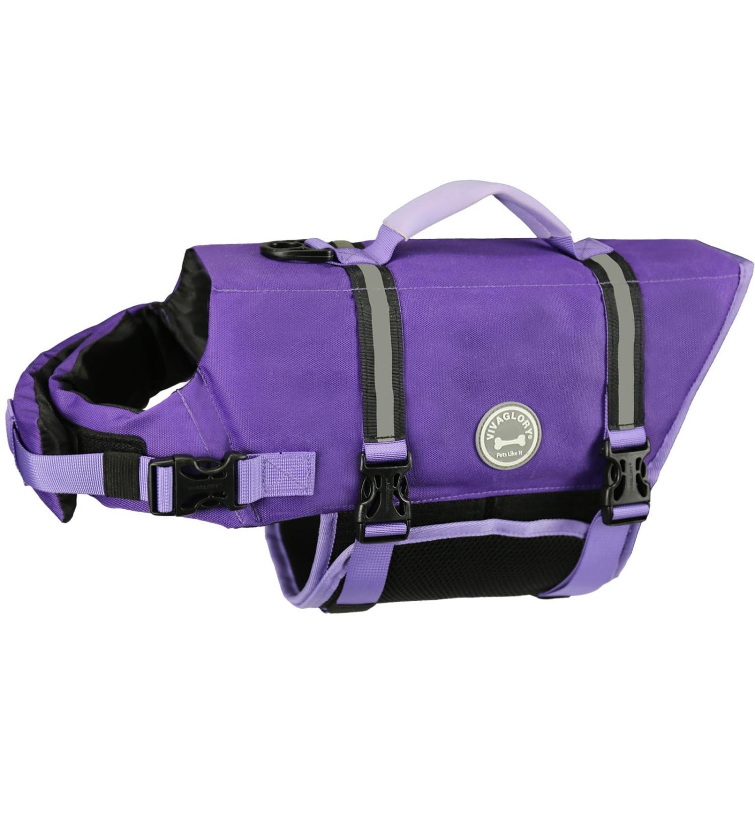 Vivaglory Ripstop Dog Rescue Vest - Enhanced Buoyancy & Visibility for Small to Medium Dogs | Purple Size S (43-53cm) - Buy Online on GoSupps.com