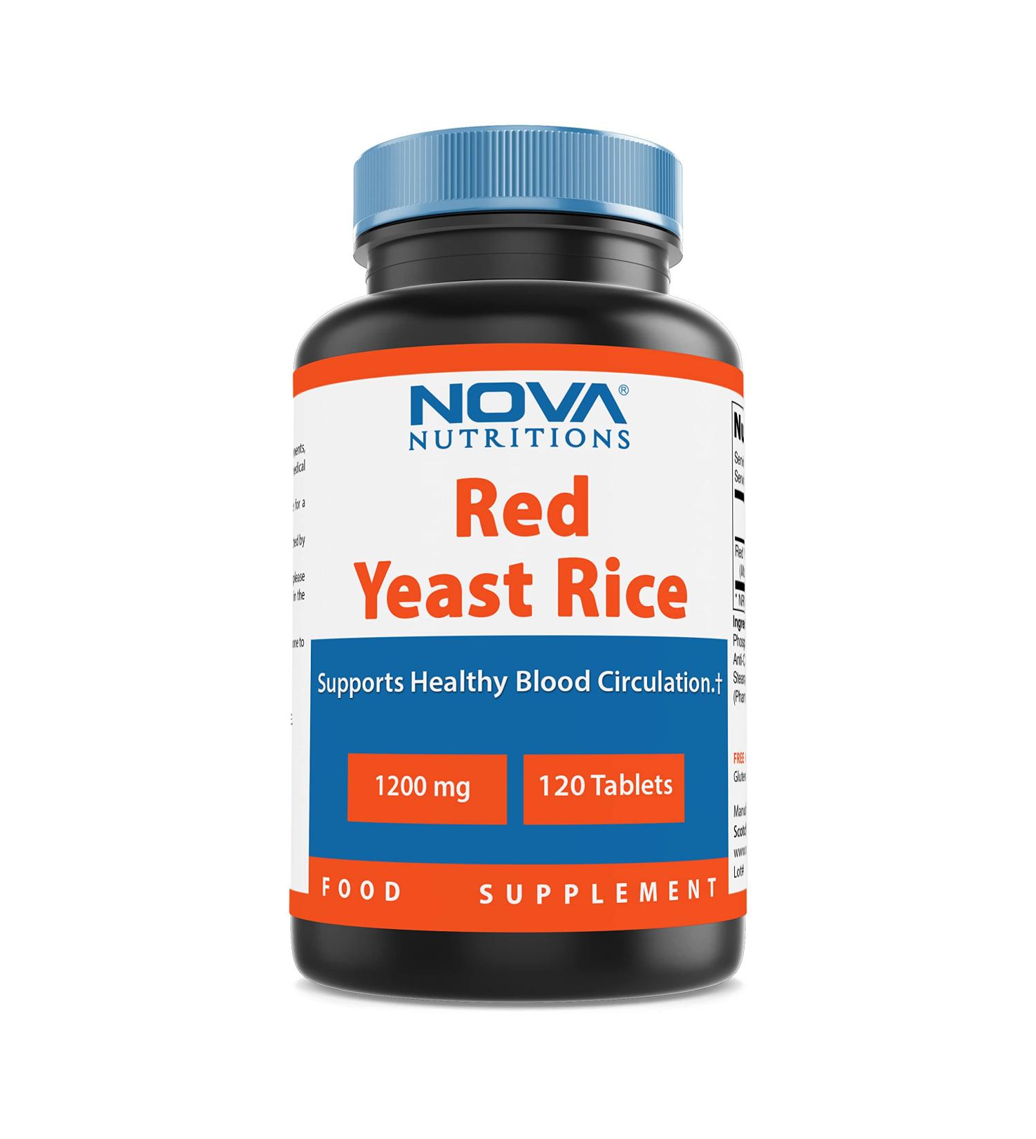 Nova Nutritions Red Yeast Rice 1200mg Capsules - 120 ct | Cholesterol Support - Buy Online on GoSupps.com