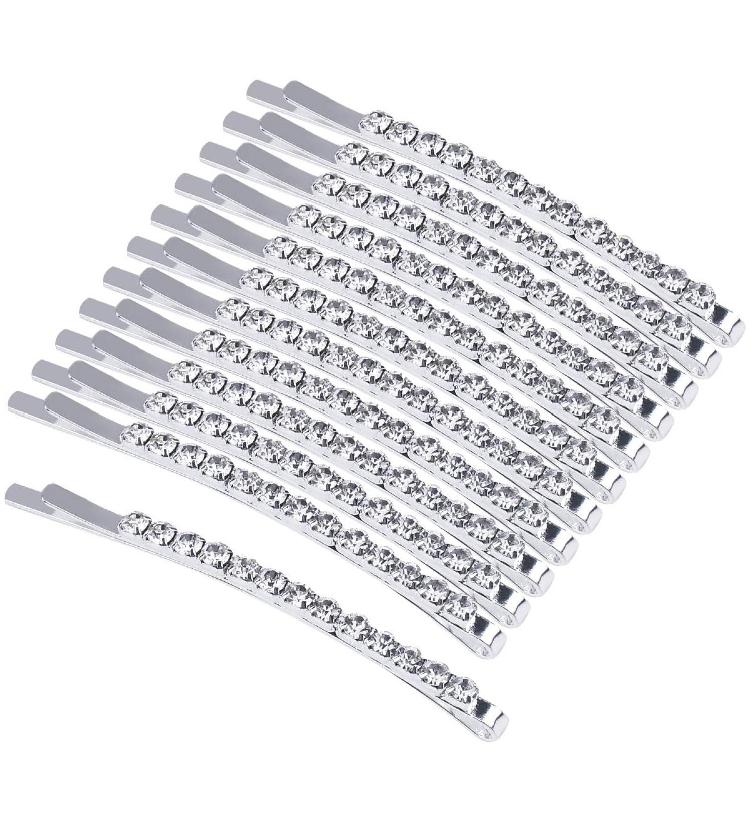 HQdeal 12 Pc Crystal Hairpins & Rhinestone Bobby Pins Elegant Hair Accessories for Women & Girls | Perfect for Weddings & Valentines Day Gifts - Buy Online on GoSupps.com