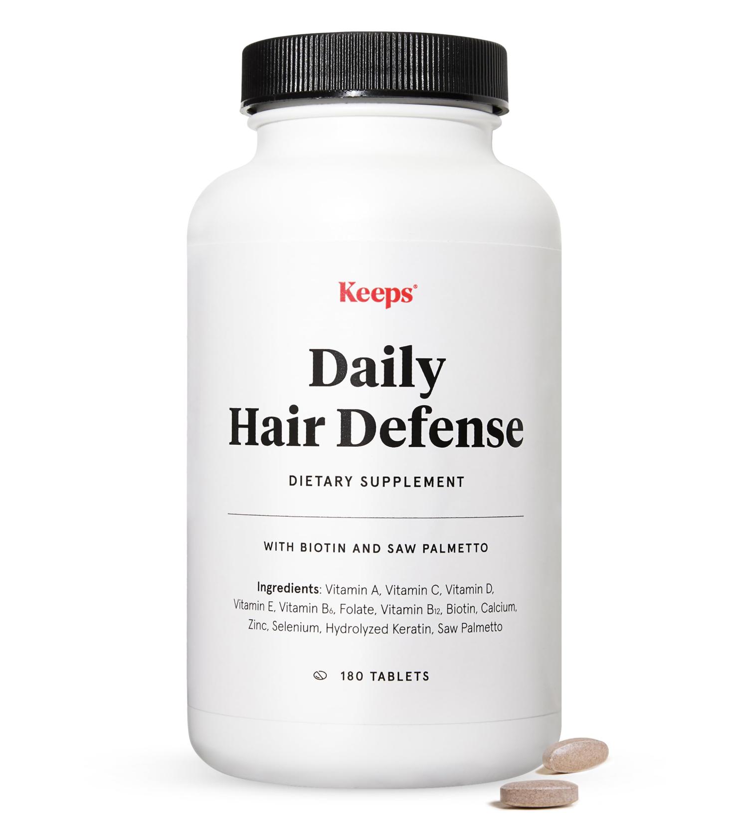 Keeps Daily Hair Supplement - 180 Tablets with Saw Palmetto Biotin & Essential Vitamins for Healthy Hair - Men & Women - 3 Month Supply - Buy Online on GoSupps.com