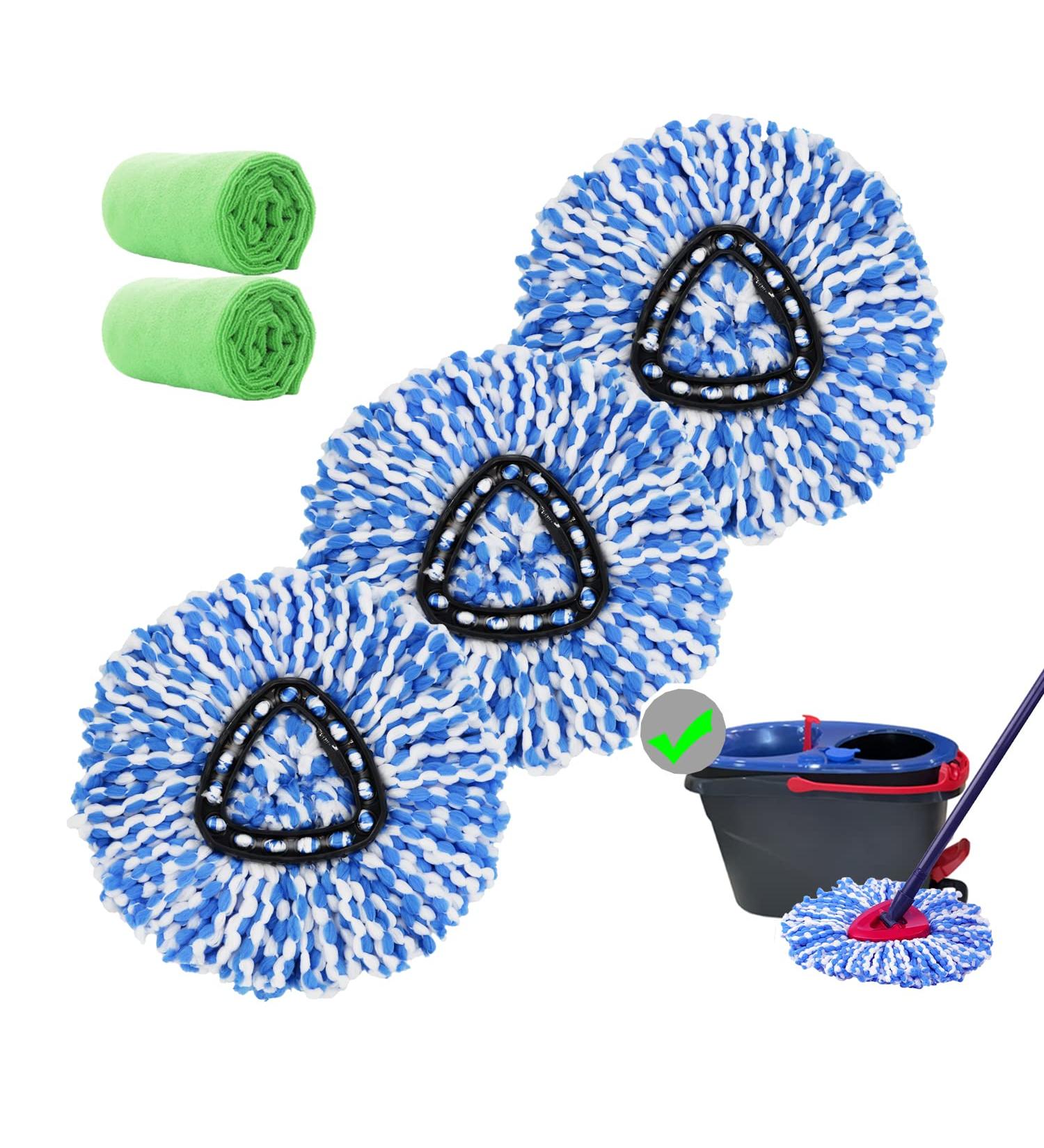 3 Pack Microfiber Spin Mop Replacement Heads - Compatible with 2 Tank System - For All Hard-Surfaced Floors - Includes 2 Cloths - Buy Online on GoSupps.com