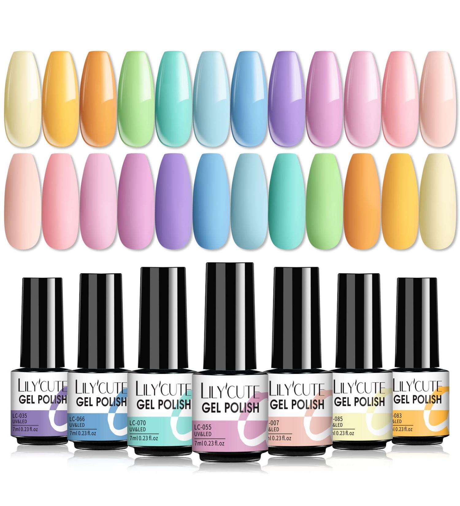 LILYCUTE Pastel Gel Nail Polish Set - 12 Colors Macaron Series for Bright Spring & Summer Nail Art - Buy Online on GoSupps.com