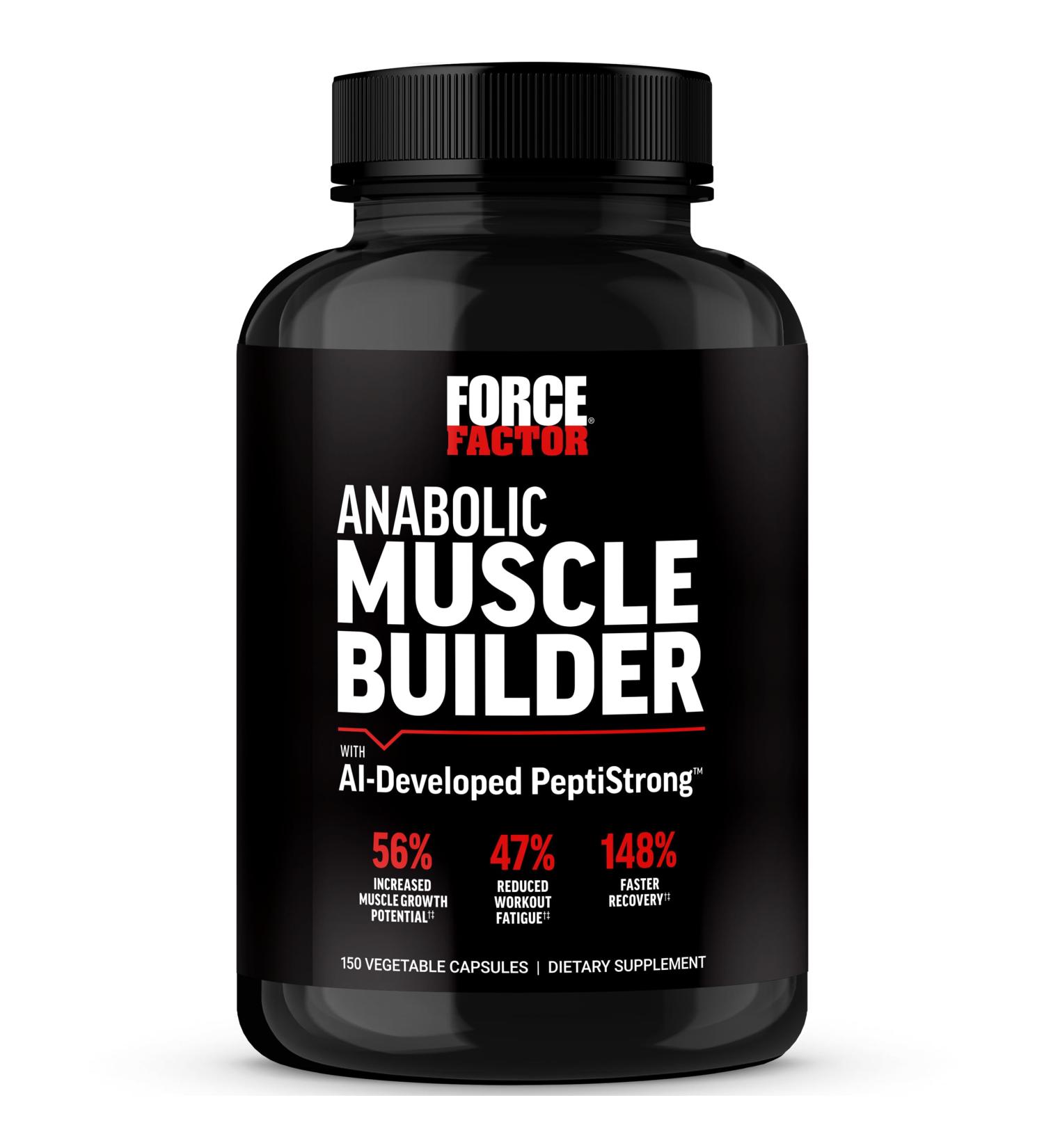 Buy FORCE FACTOR Anabolic Muscle Builder - Top Muscle Support Supplement for Men | Boost Strength Recovery & Reduce Fatigue - 150 Capsules - Buy Online on GoSupps.com