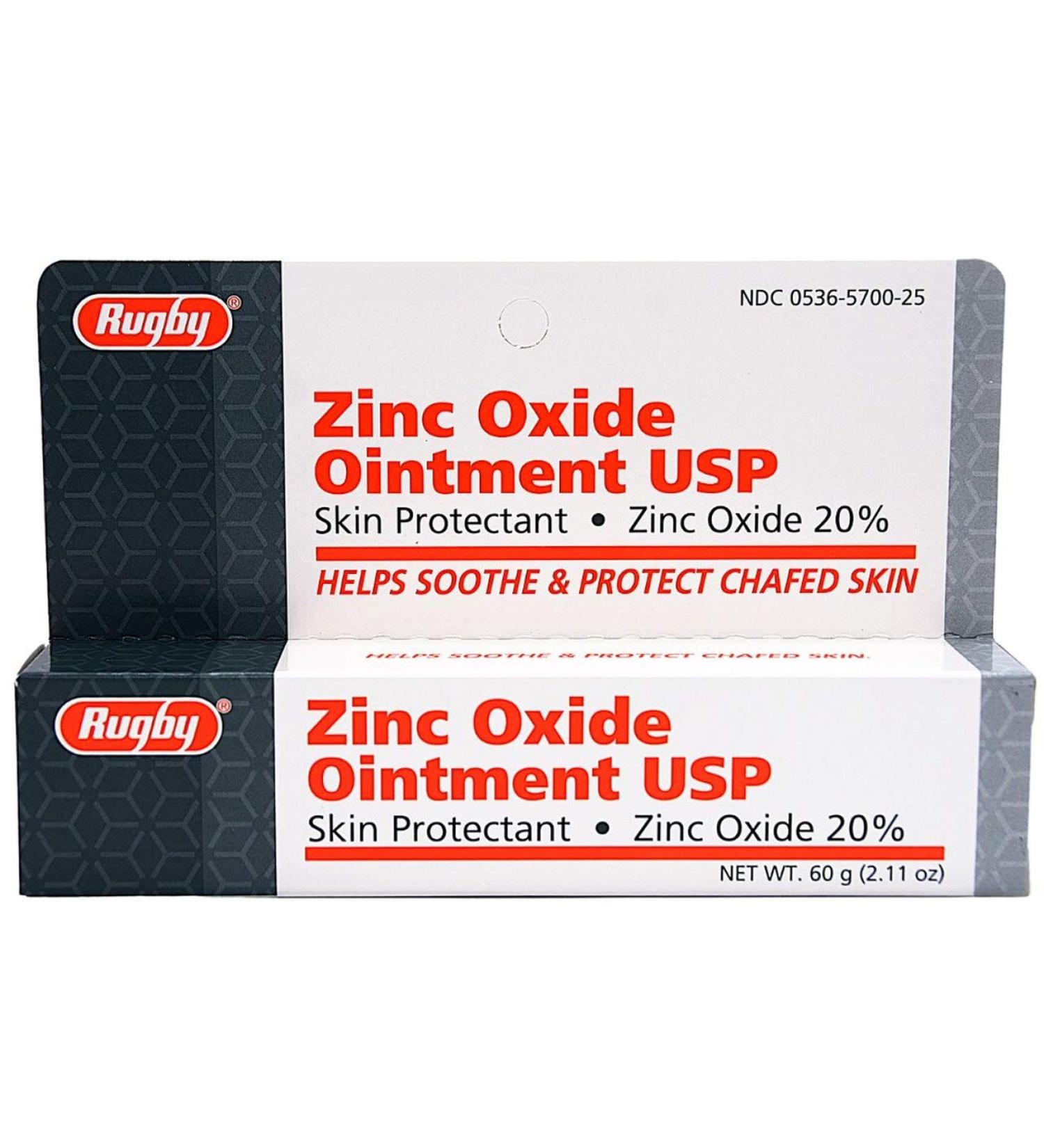 Rugby Zinc Oxide 20 Skin Protectant Ointment Relief for Diaper Rash Chafed Skin Poison Ivy  Clear  2.11 Ounce