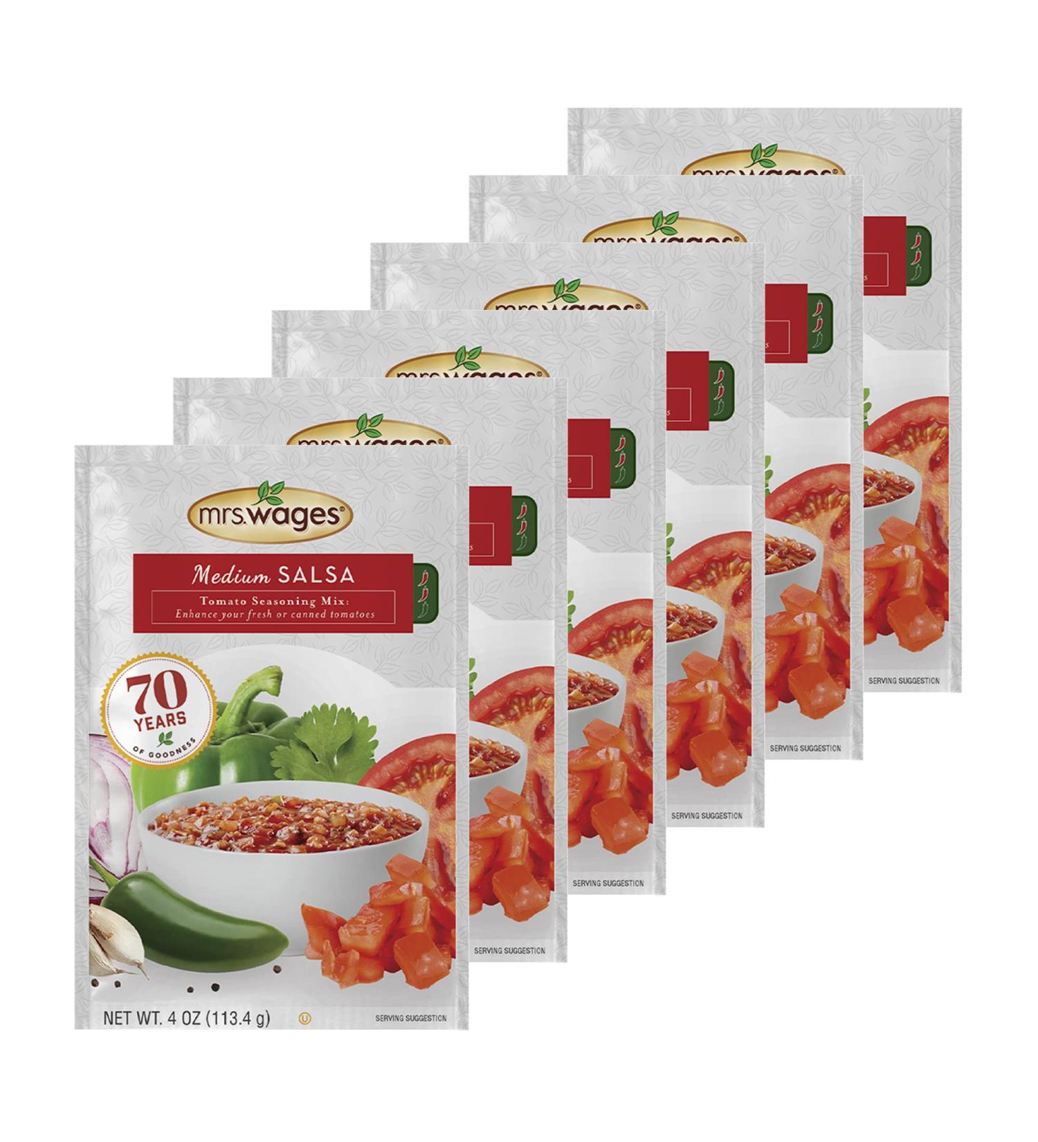 Mrs. Wages Medium Spicy Salsa Seasoning Mix 4 Oz (Pack of 6) - Authentic Medium Salsa Mix for Flavorful Dishes - Buy Online on GoSupps.com