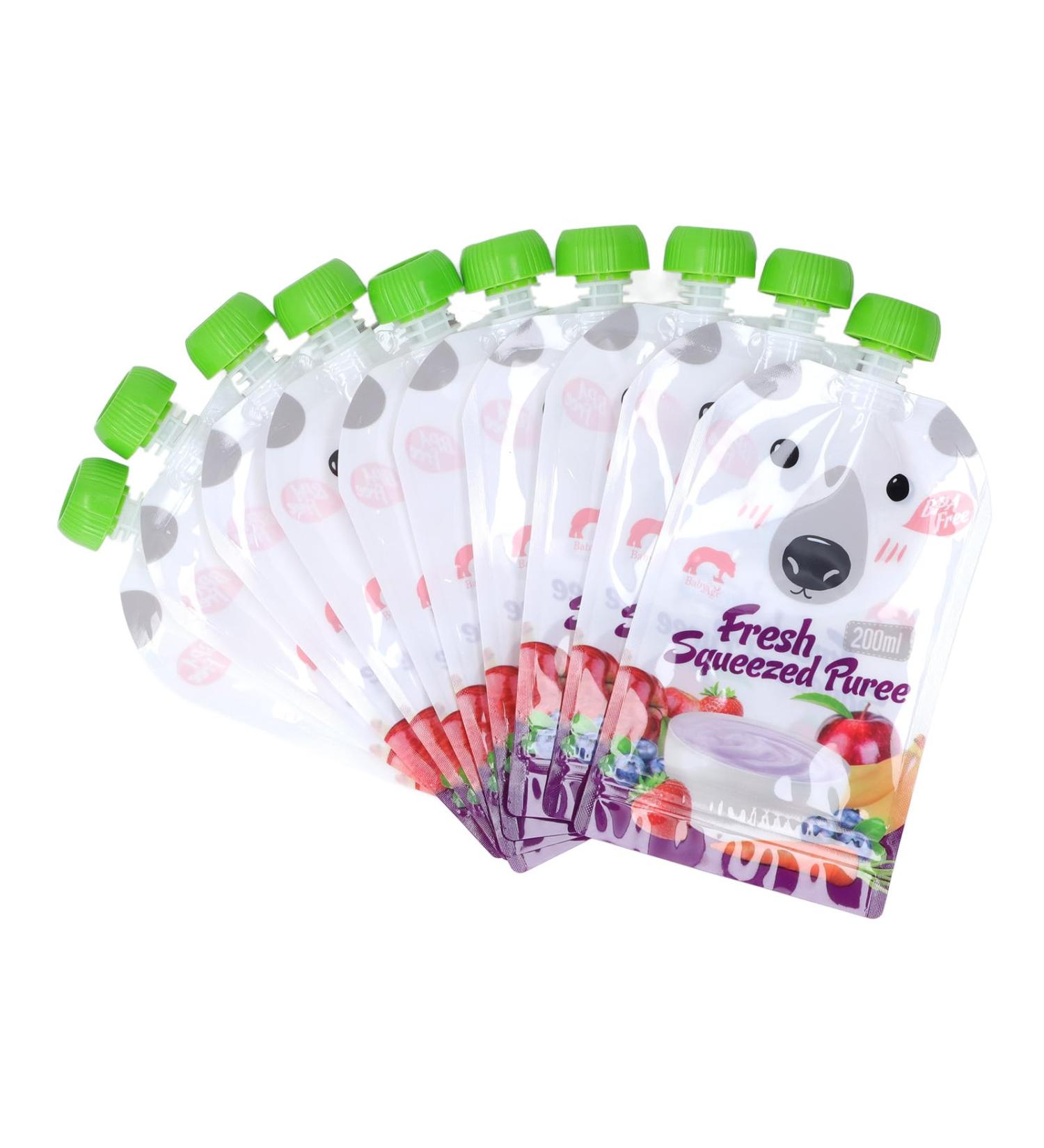 Reusable Baby Food Bags - 10 Pack 200ml Storage for Toddlers & Children | Lockable Puree Pouches - Buy Online on GoSupps.com